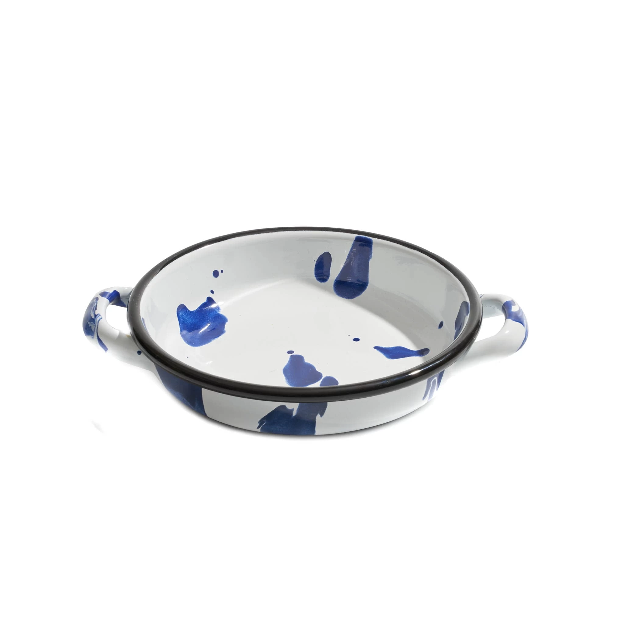 Paintstroke Enamel Frying Pan, Blue & White 18cm 1 Paintstroke Enamel Frying Pan, Blue & White 18cm