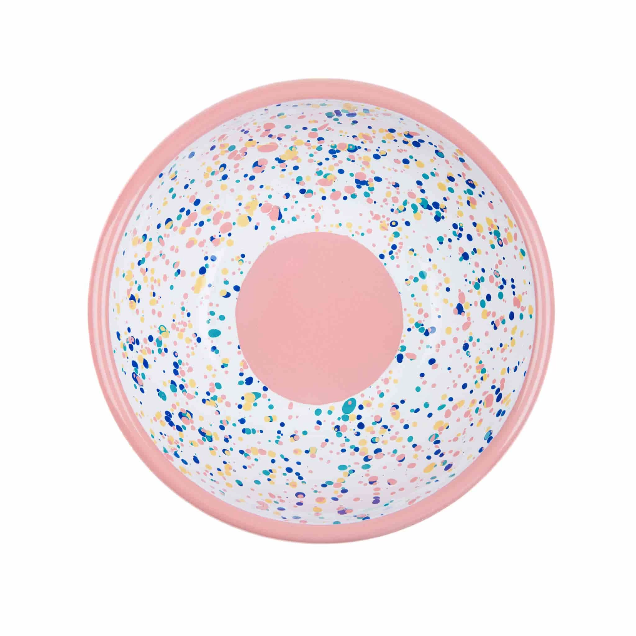 Pink Dot Enamel Salad Bowl 2 Pink Dot Enamel Salad Bowl - Image 2