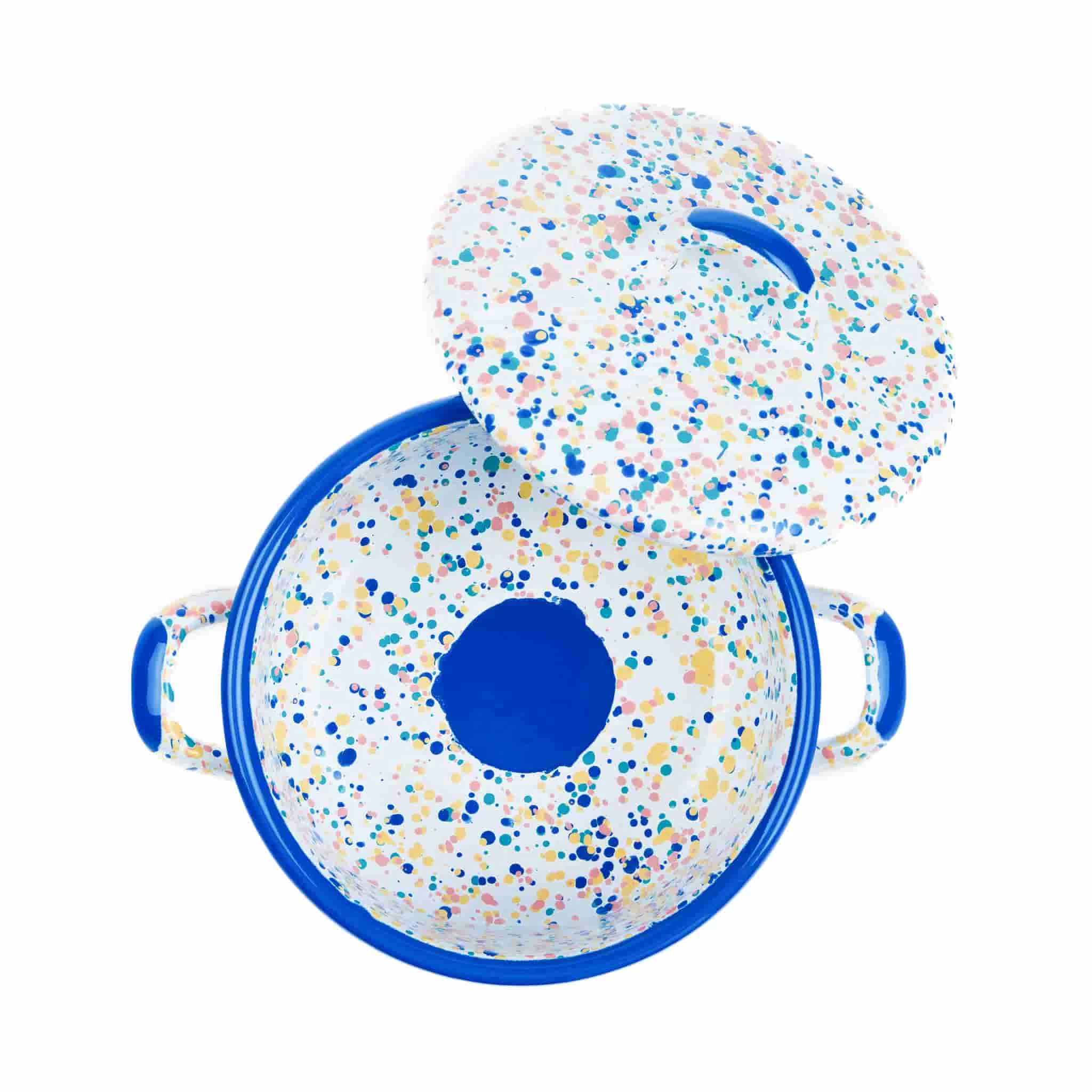 Blue Dot Enamel Casserole With Lid, 18cm 2 Blue Dot Enamel Casserole With Lid, 18cm - Image 2