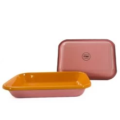 Kapka X Sous Chef Colourblock Enamel Roasting Dish, 21cm, Pink & Yellow 7 Kapka X Sous Chef Colourblock Enamel Roasting Dish, 21cm, Pink & Yellow -Sous Chef Kitchenware KP0099
