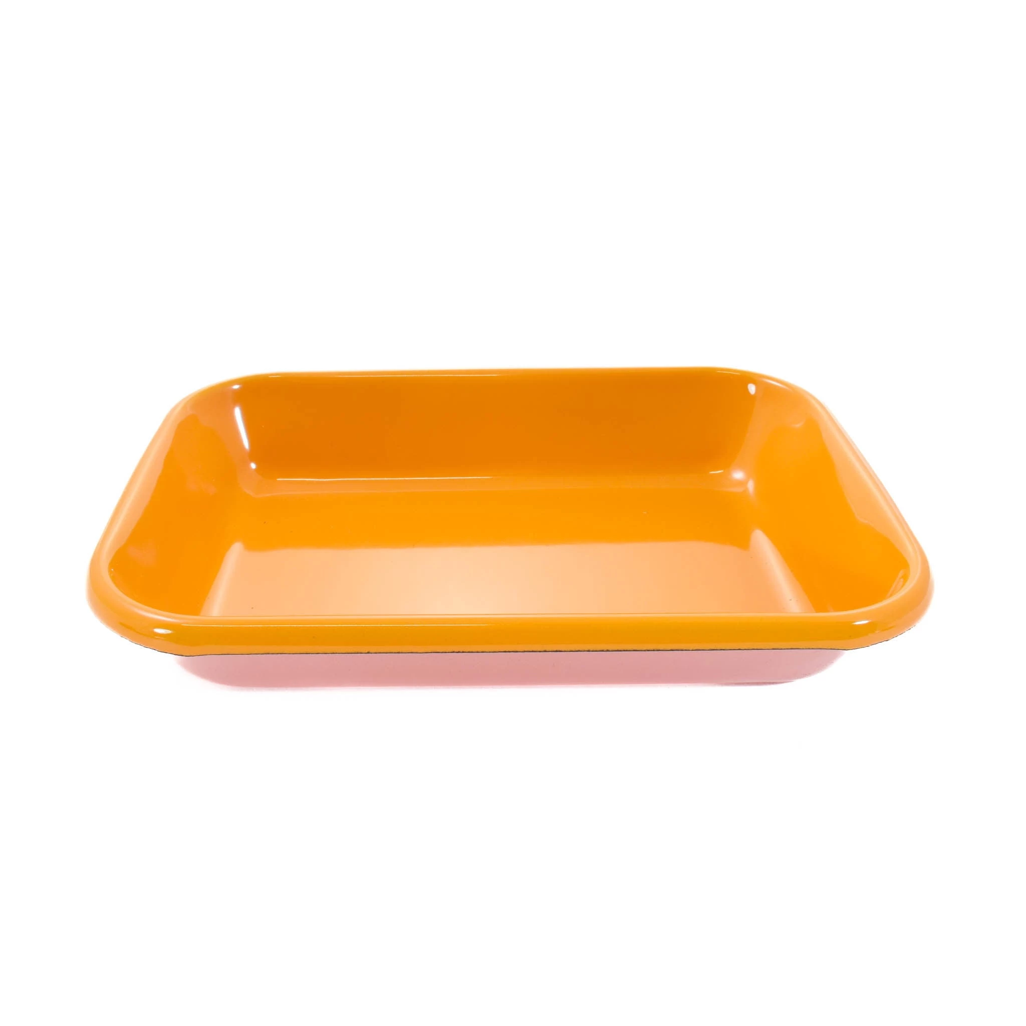 Kapka X Sous Chef Colourblock Enamel Roasting Dish, 21cm, Pink & Yellow 2 Kapka X Sous Chef Colourblock Enamel Roasting Dish, 21cm, Pink & Yellow - Image 2