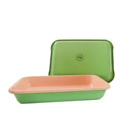 Kapka X Sous Chef Colourblock Enamel Roasting Dish, 26cm, Green & Pink 5 Kapka X Sous Chef Colourblock Enamel Roasting Dish, 26cm, Green & Pink -Sous Chef Kitchenware KP0100