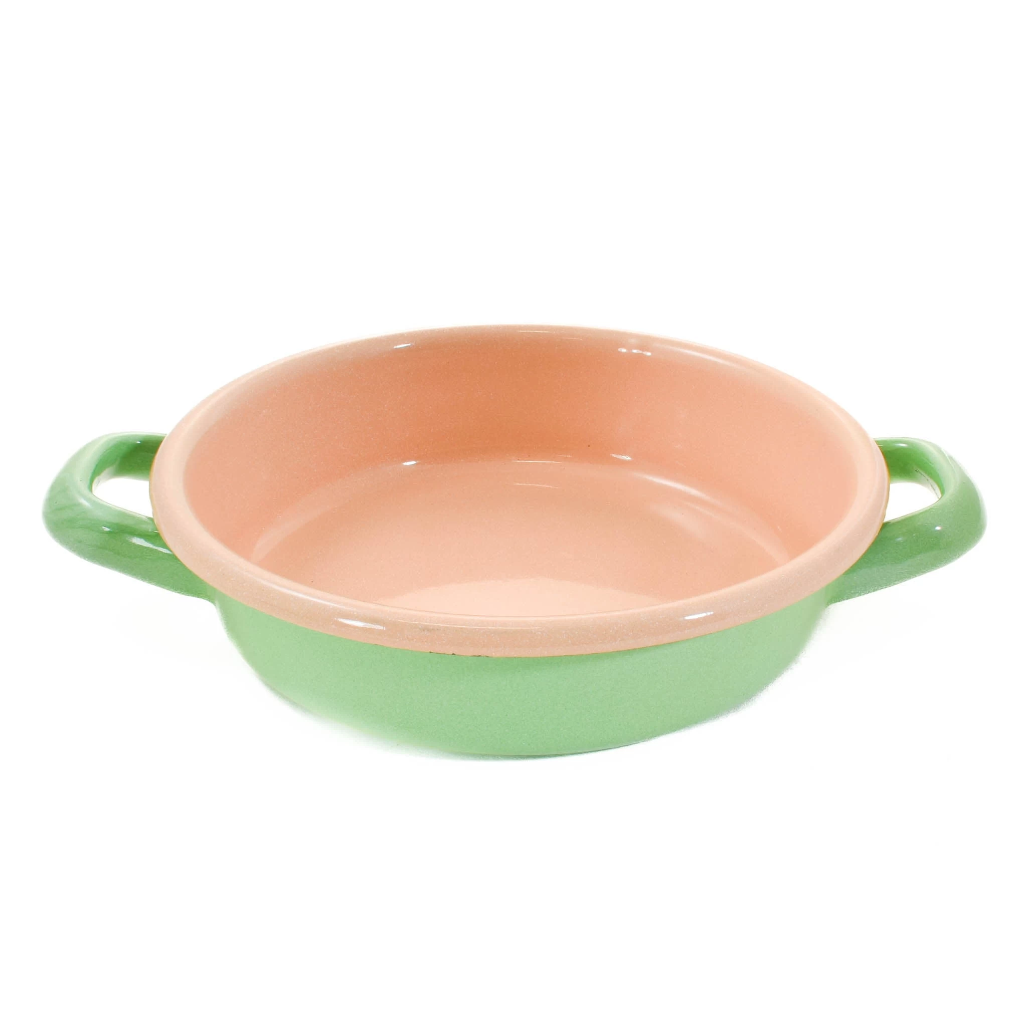 Kapka X Sous Chef Colourblock Enamel Frying Pan, 16cm, Green & Pink 2 Kapka X Sous Chef Colourblock Enamel Frying Pan, 16cm, Green & Pink - Image 2