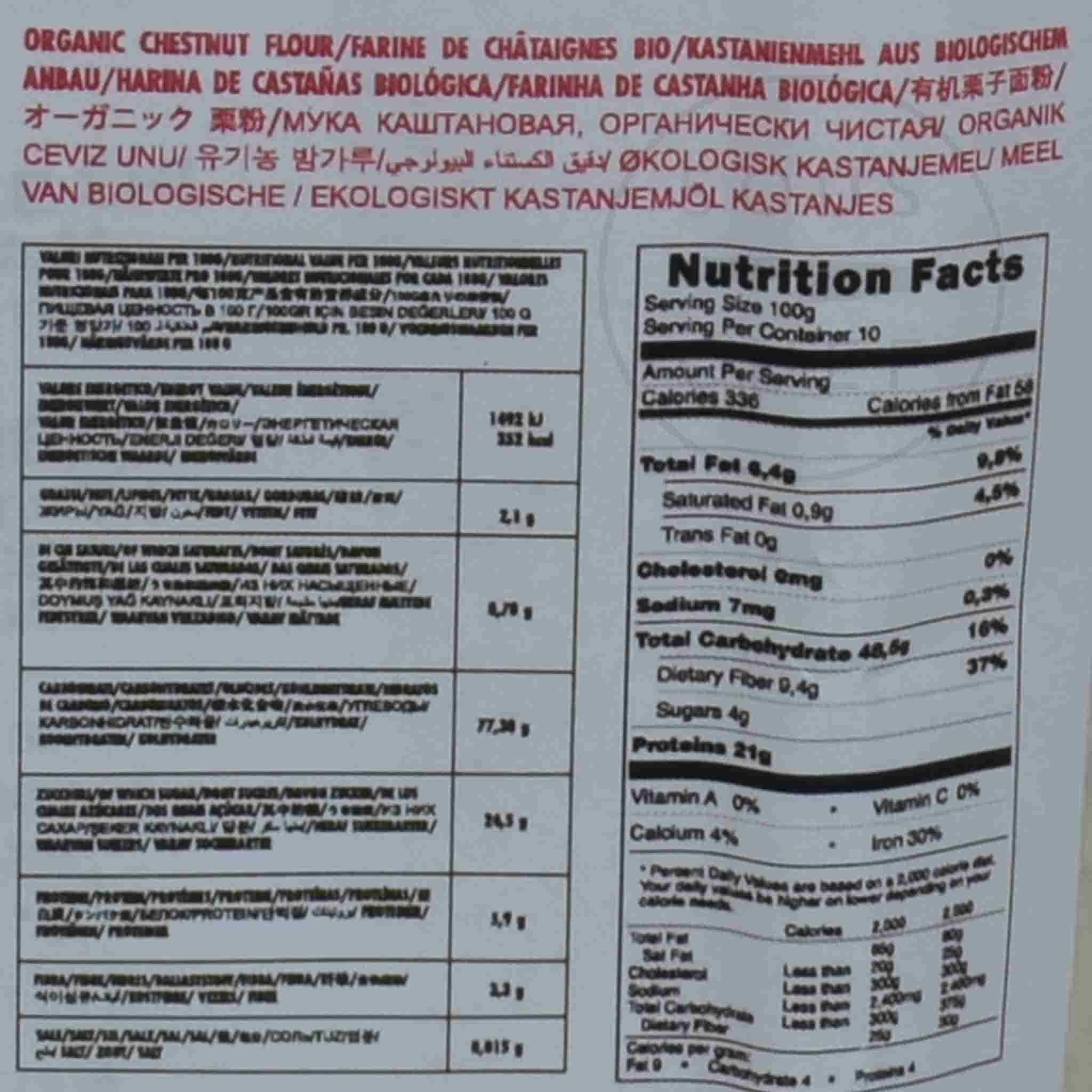 Mulino Marino Organic Chestnut Flour 500g 2 Mulino Marino Organic Chestnut Flour 500g - Image 2