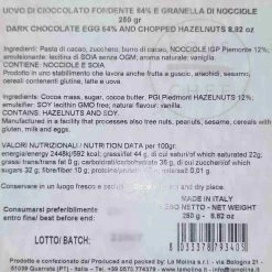 La Molina Dark Chocolate And Hazelnut Easter Egg, 250g 11 La Molina Dark Chocolate And Hazelnut Easter Egg, 250g -Sous Chef Kitchenware LM0016LaMolinaDarkChocolateandHazelnutEasterEgg 250gIngredients