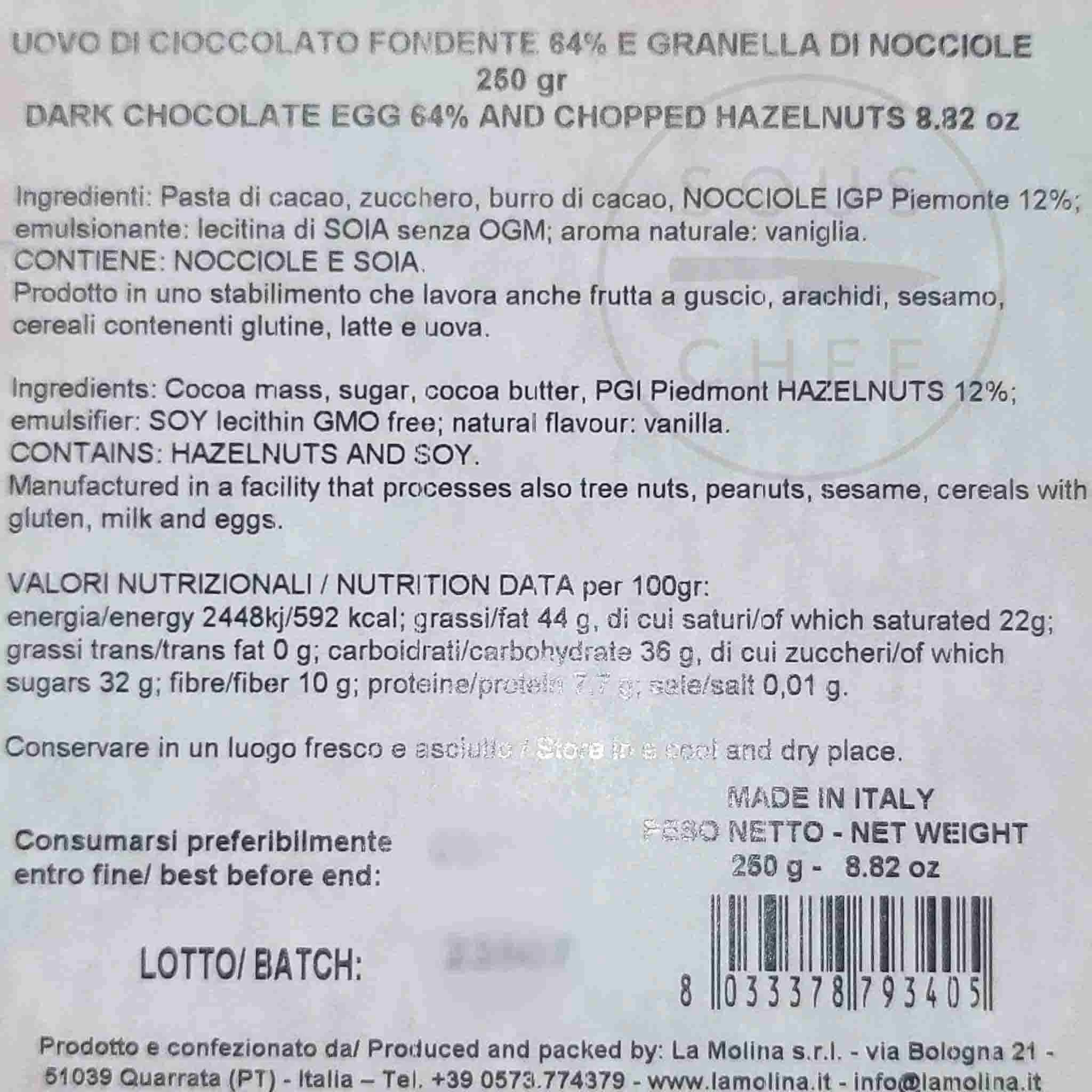 La Molina Dark Chocolate And Hazelnut Easter Egg, 250g 6 La Molina Dark Chocolate And Hazelnut Easter Egg, 250g - Image 6