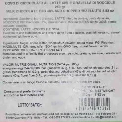 La Molina Milk Chocolate And Hazelnut Easter Egg, 250g 10 La Molina Milk Chocolate And Hazelnut Easter Egg, 250g -Sous Chef Kitchenware LM0018LaMolinaMilkChocolateandHazelnutEasterEgg 250gIngredients