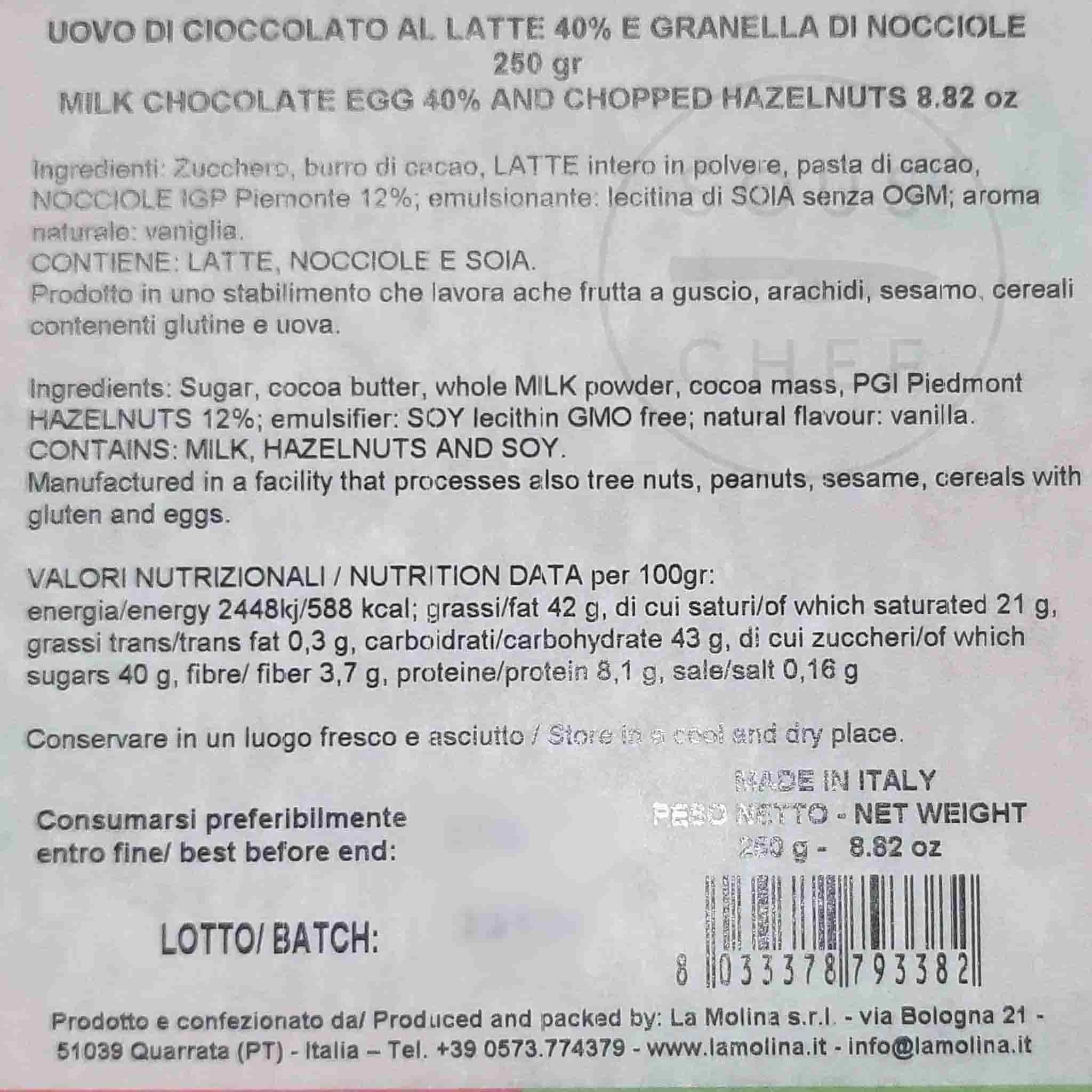 La Molina Milk Chocolate And Hazelnut Easter Egg, 250g 5 La Molina Milk Chocolate And Hazelnut Easter Egg, 250g - Image 5