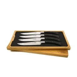 Laguiole En Aubrac Set Of 4 Full Handle American Steak Knives, Ebony