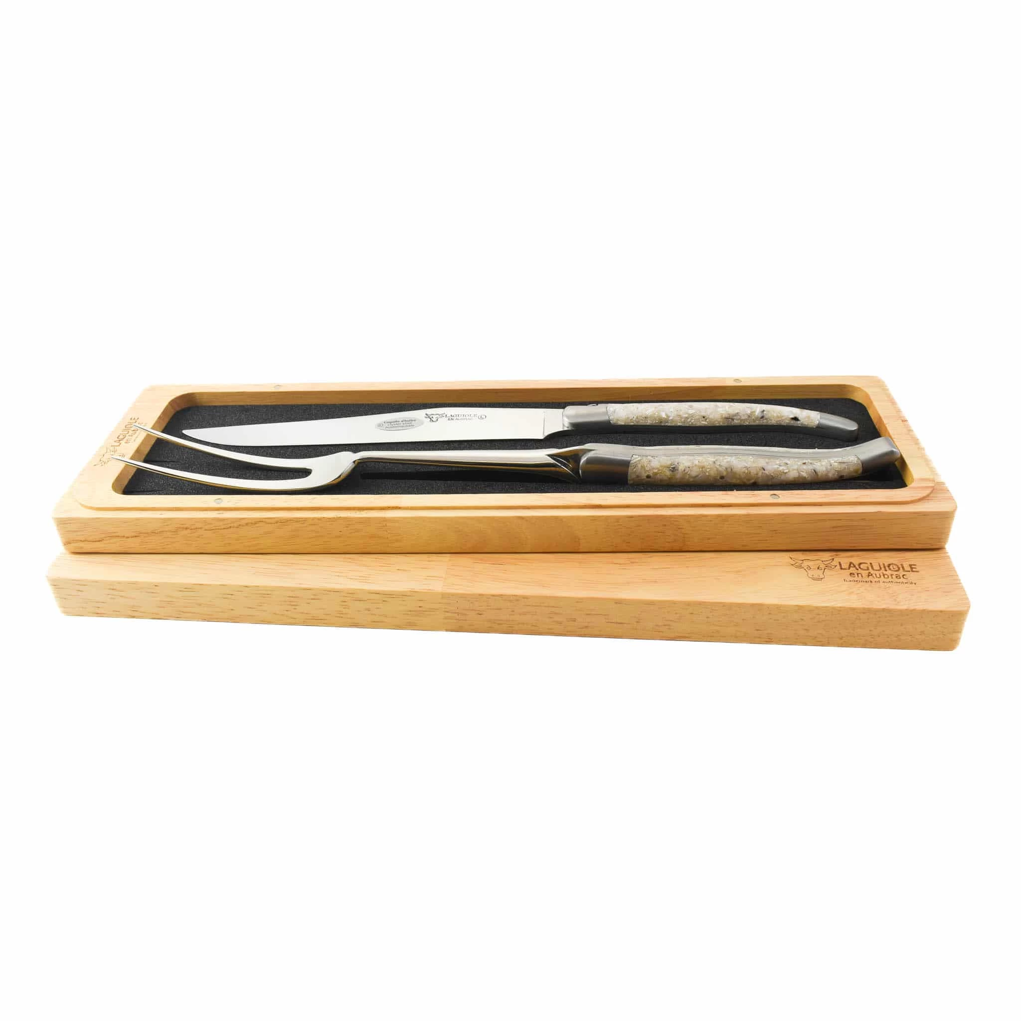 Laguiole En Aubrac Oyster Shell Handle Carving Set 2 Laguiole En Aubrac Oyster Shell Handle Carving Set - Image 2