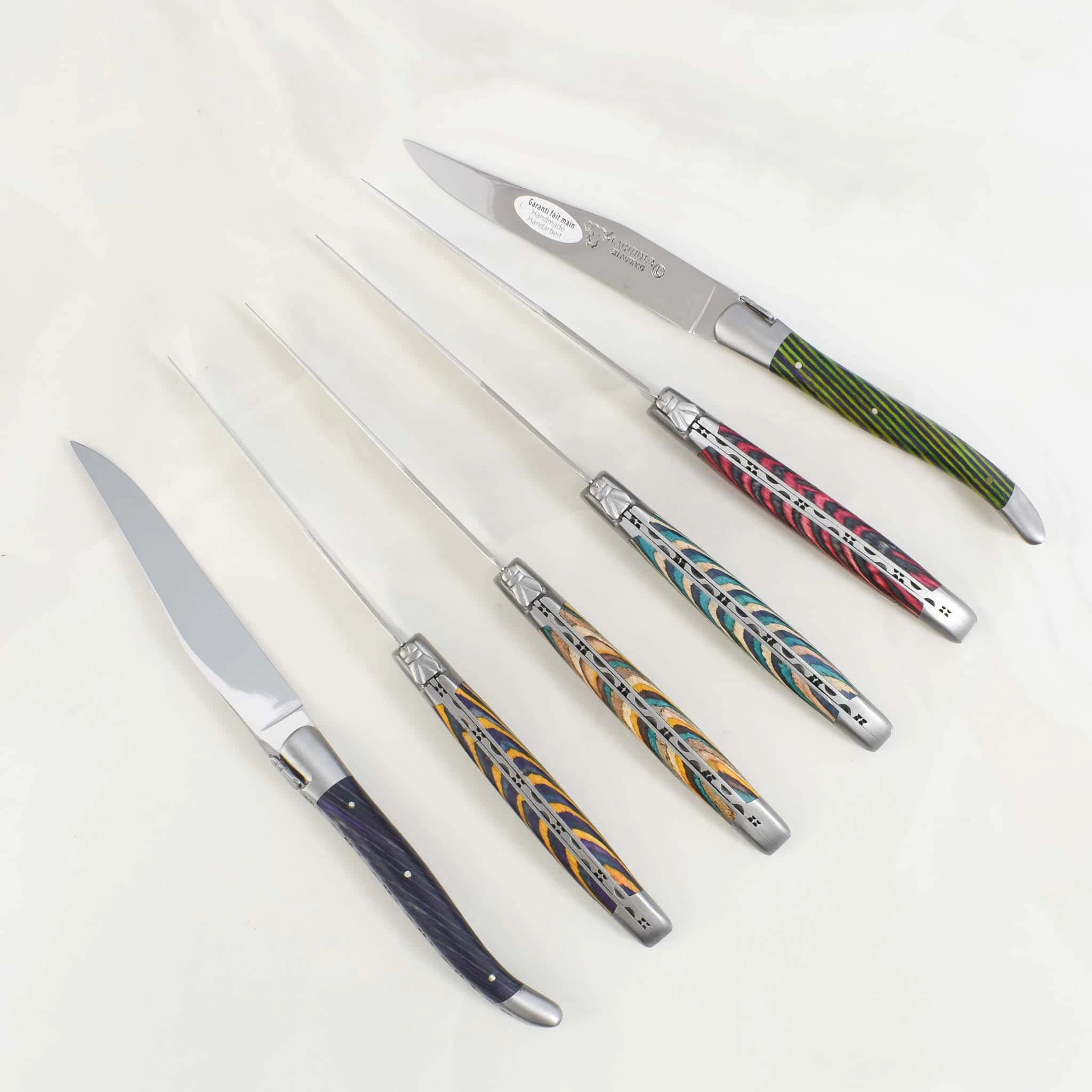 Laguiole En Aubrac Set Of 6 Steak Knives, Striped Wood 3 Laguiole En Aubrac Set Of 6 Steak Knives, Striped Wood - Image 3
