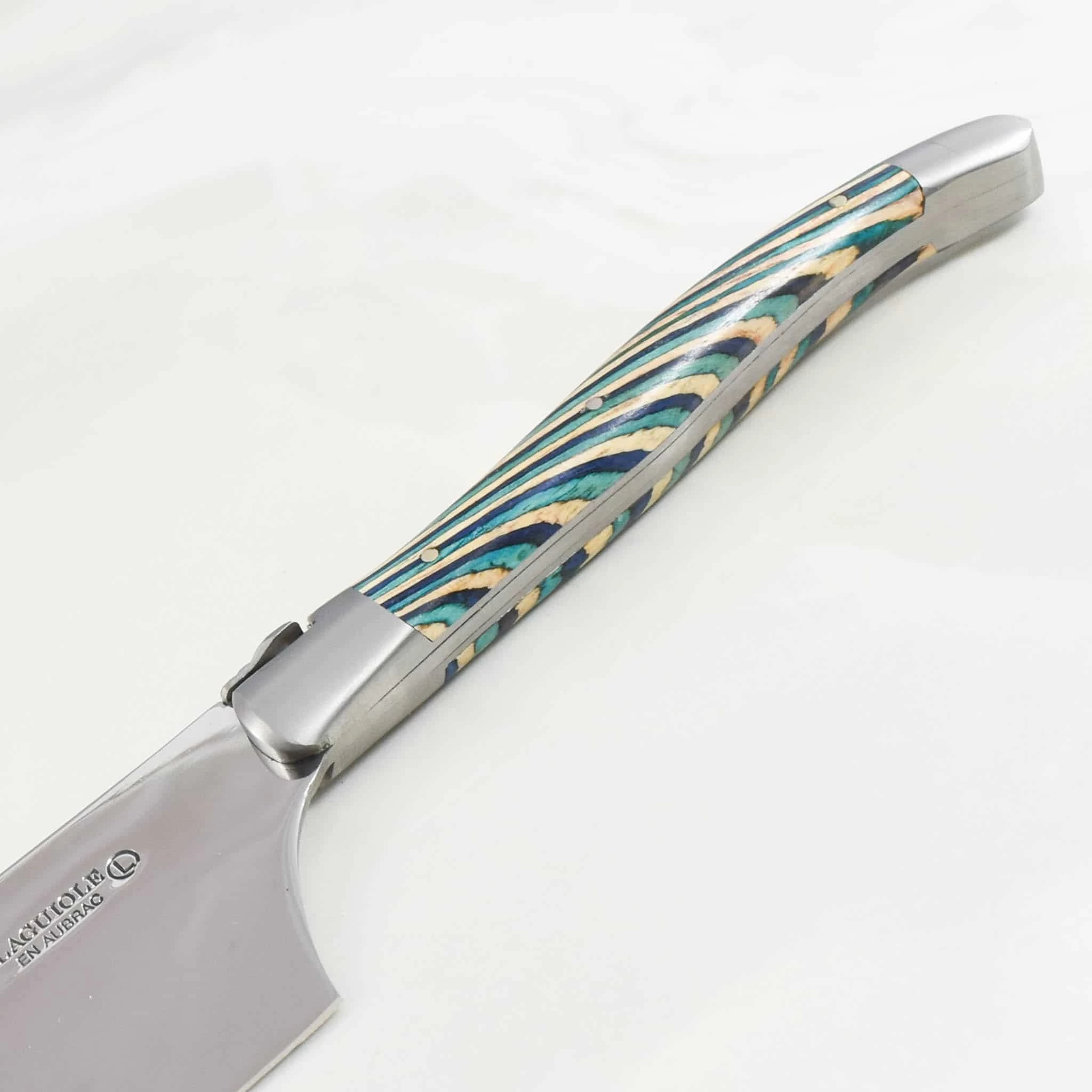 Laguiole En Aubrac Turquoise Hard Cheese Knife, Striped Wood 3 Laguiole En Aubrac Turquoise Hard Cheese Knife, Striped Wood - Image 3