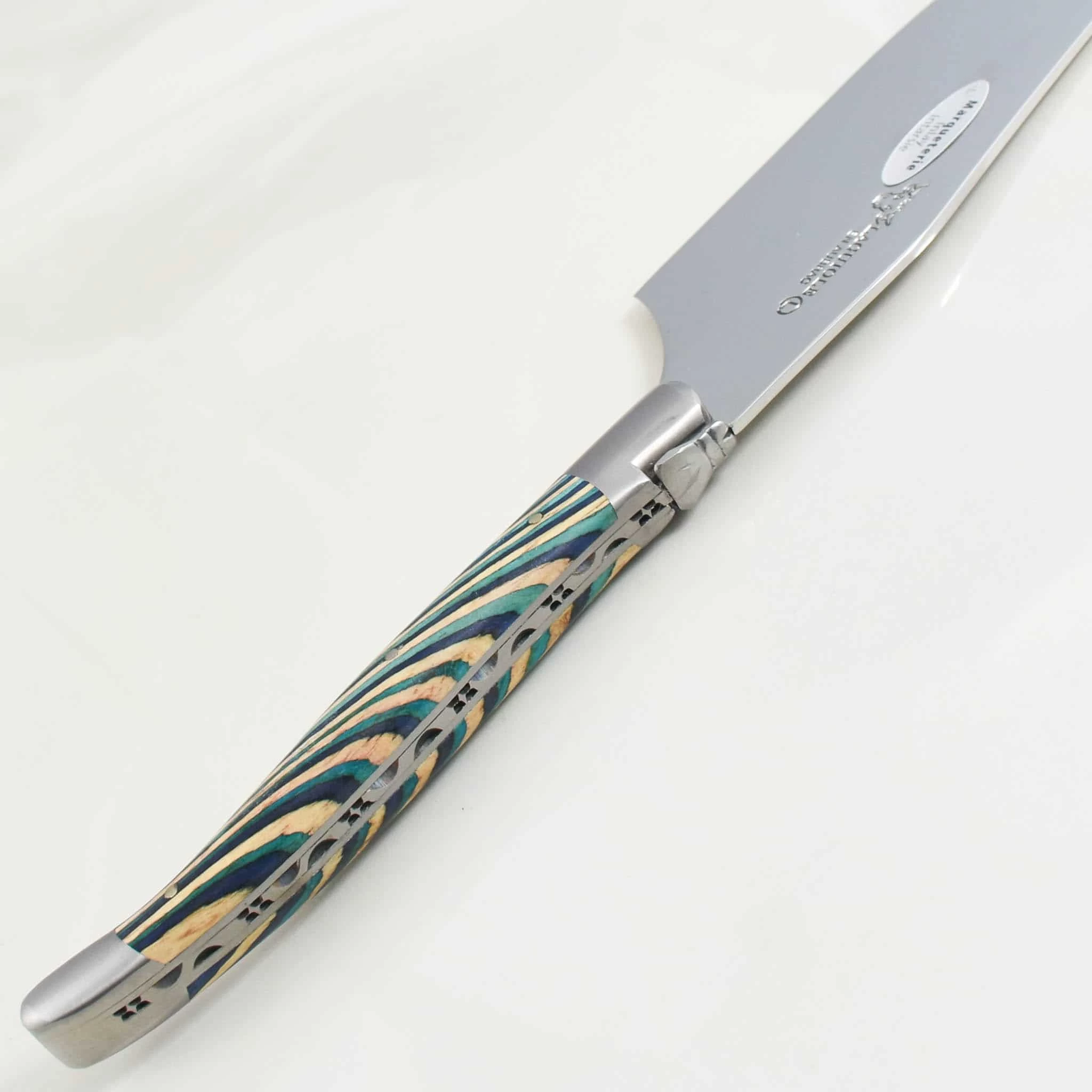 Laguiole En Aubrac Turquoise Hard Cheese Knife, Striped Wood 4 Laguiole En Aubrac Turquoise Hard Cheese Knife, Striped Wood - Image 4