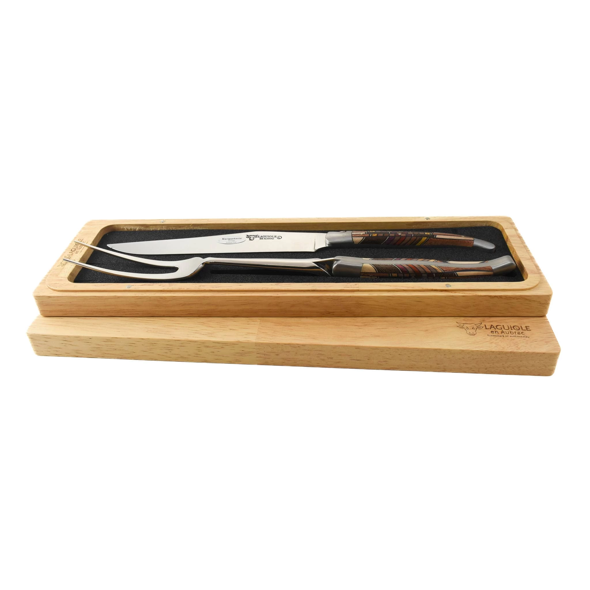 Laguiole En Aubrac Carving Set, Geometric Wood 2 Laguiole En Aubrac Carving Set, Geometric Wood - Image 2