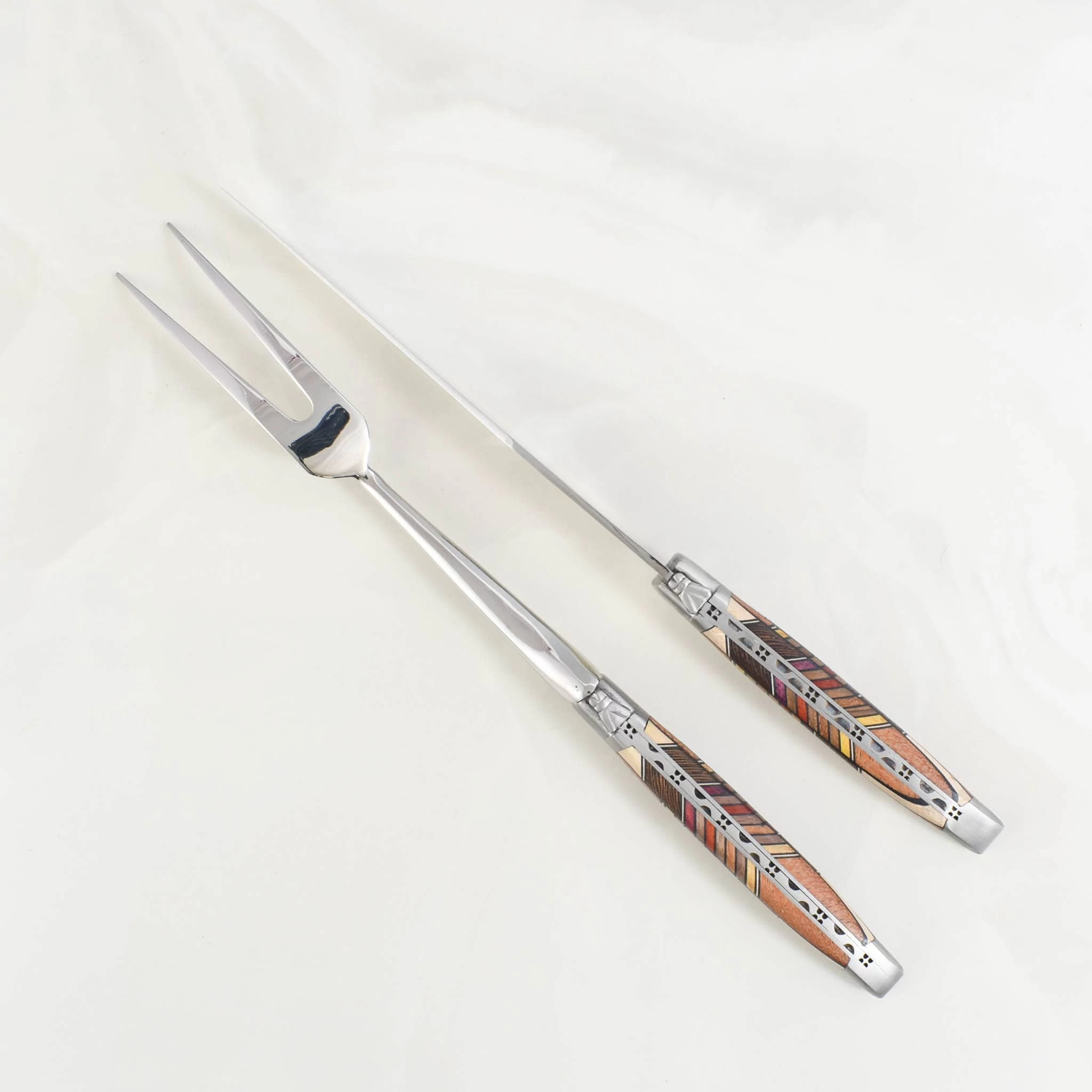 Laguiole En Aubrac Carving Set, Geometric Wood 3 Laguiole En Aubrac Carving Set, Geometric Wood - Image 3