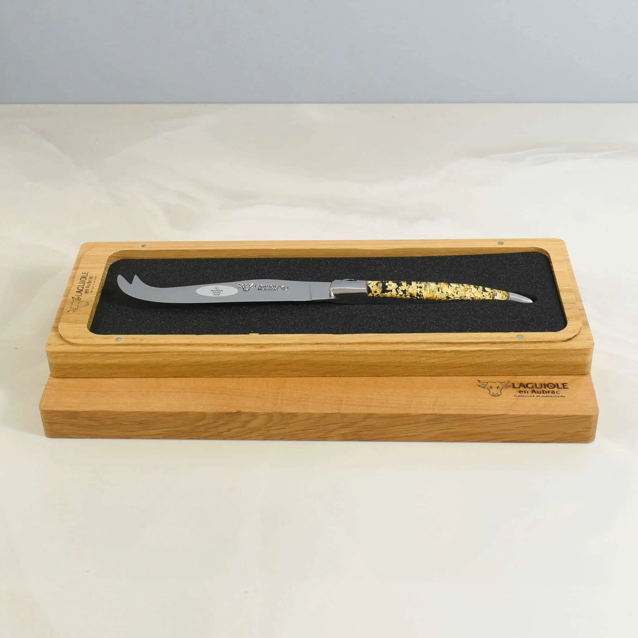 Laguiole En Aubrac Soft Cheese Knife, Gold Foil 1 Laguiole En Aubrac Soft Cheese Knife, Gold Foil