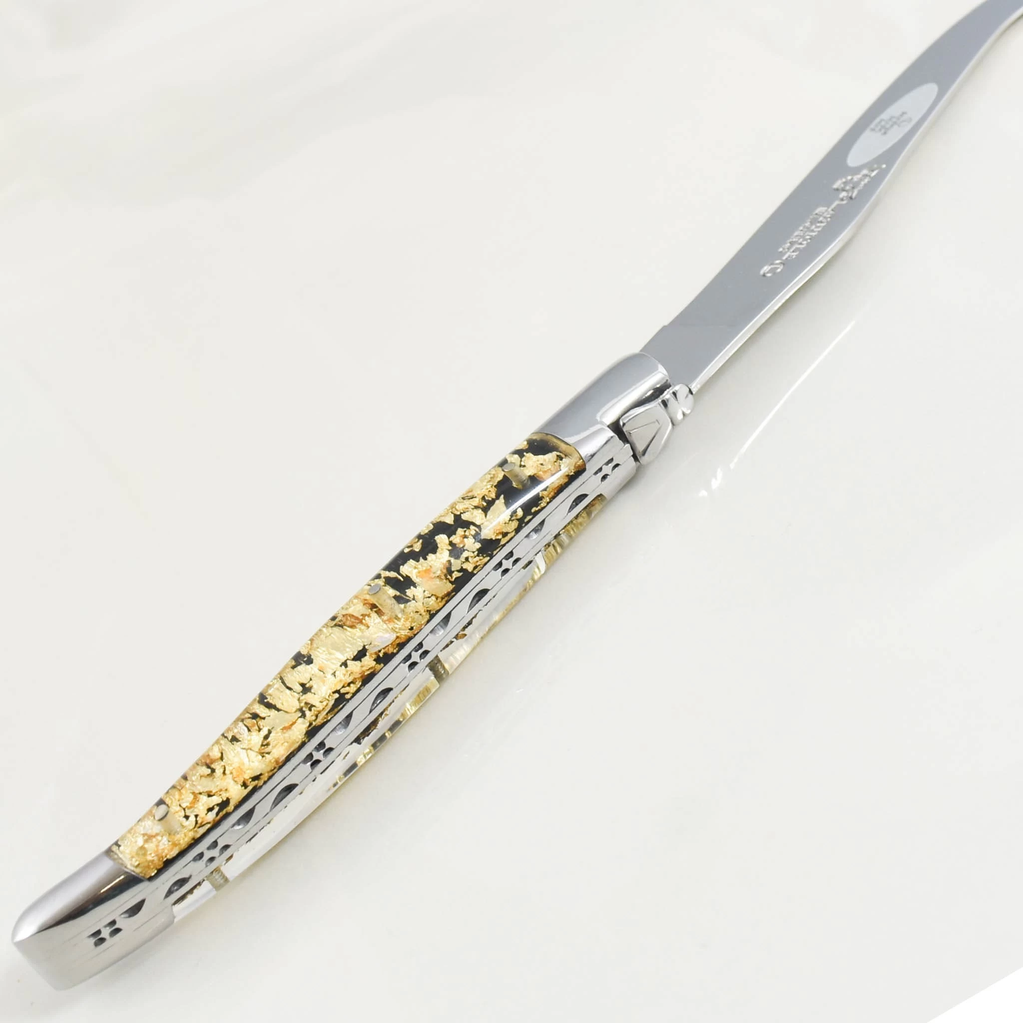 Laguiole En Aubrac Soft Cheese Knife, Gold Foil 3 Laguiole En Aubrac Soft Cheese Knife, Gold Foil - Image 3