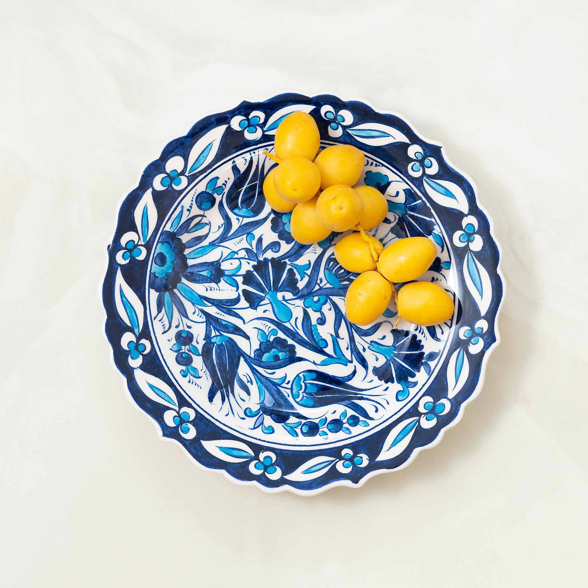 White & Blue Turkish Serving Plate 25cm 1 White & Blue Turkish Serving Plate 25cm
