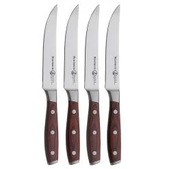 Messermeister Avanta Pakkawood 4 Piece Steak Knife Set, Brown