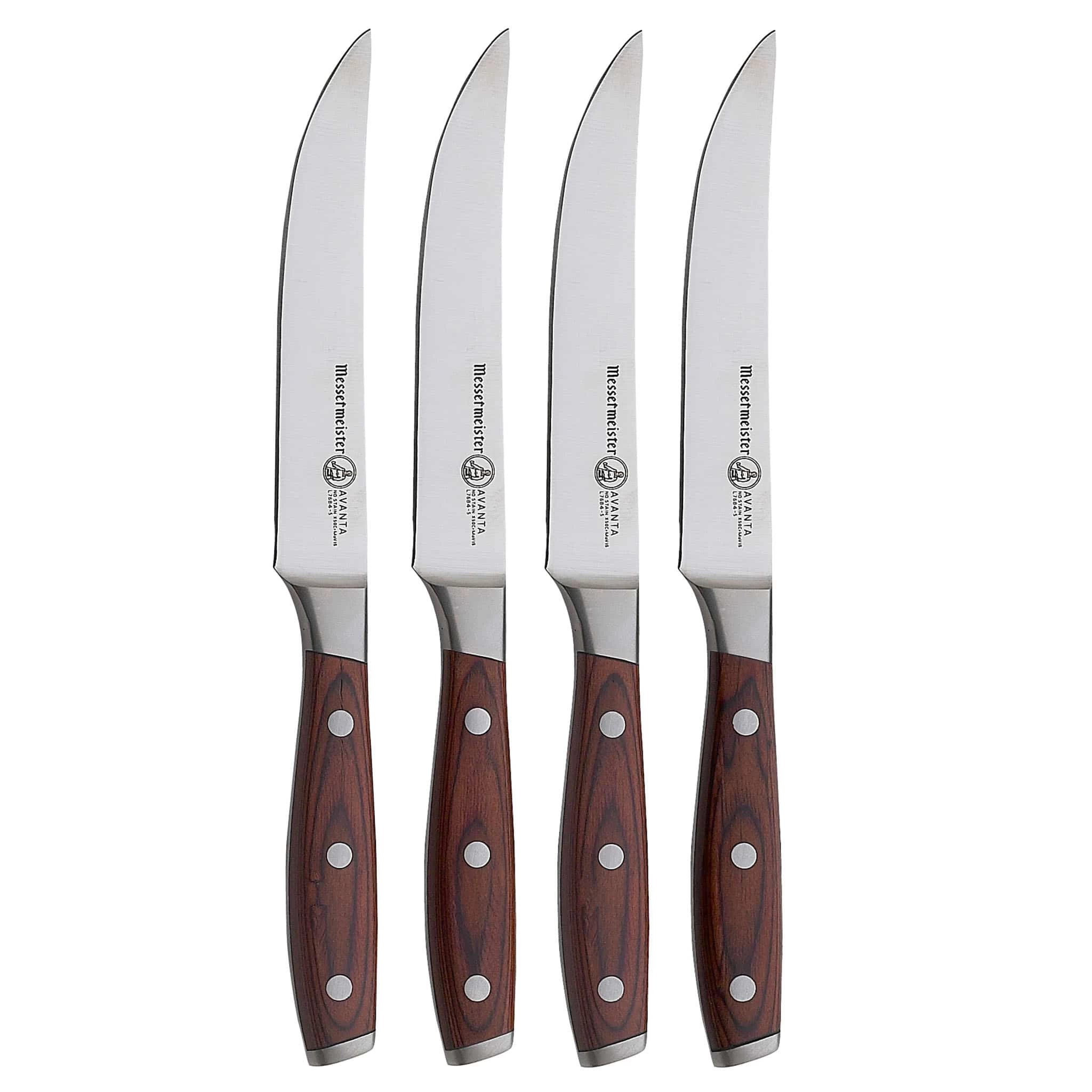 Messermeister Avanta Pakkawood 4 Piece Steak Knife Set, Brown 1 Messermeister Avanta Pakkawood 4 Piece Steak Knife Set, Brown
