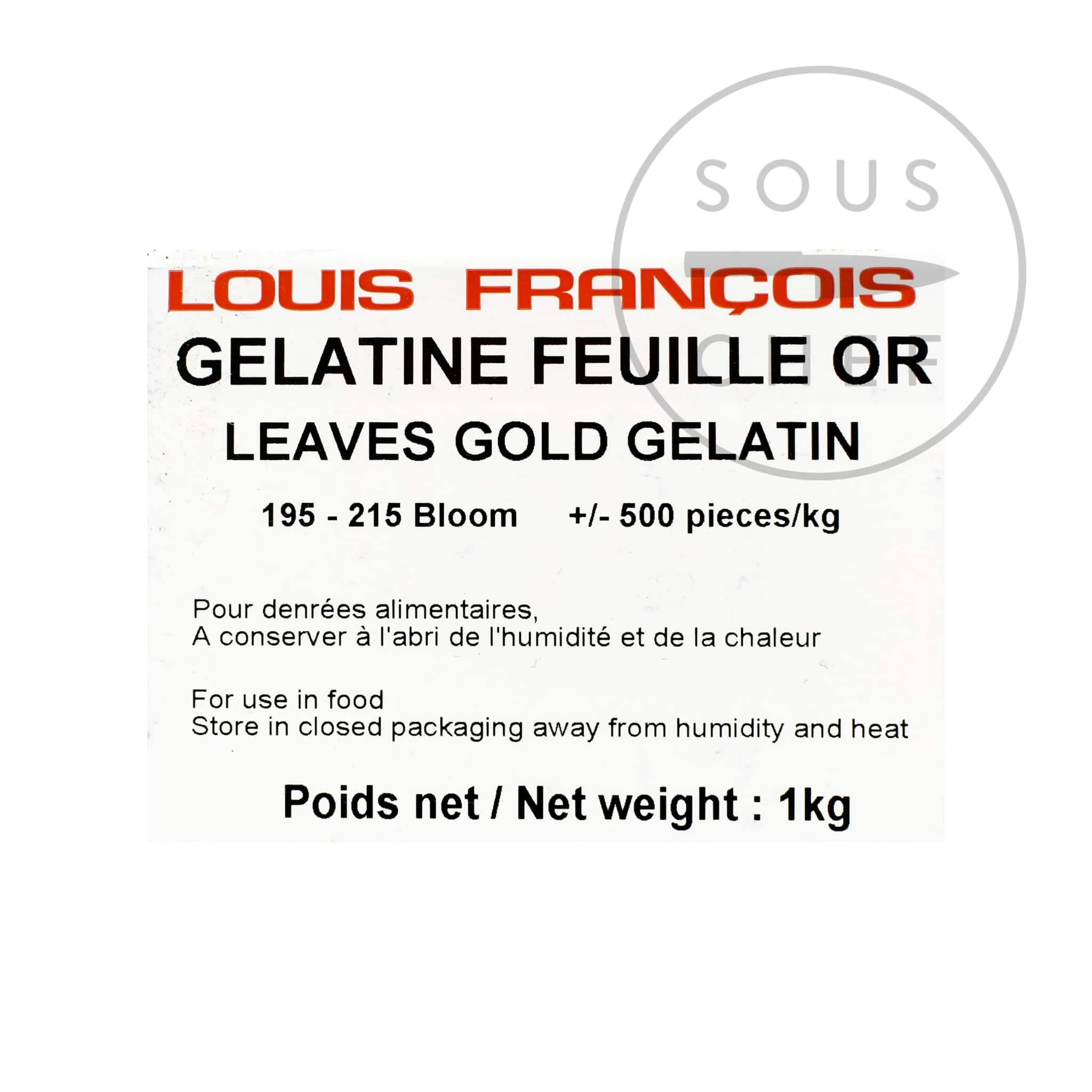 Louis Francois Gelatine Sheets, 1kg 2 Louis Francois Gelatine Sheets, 1kg - Image 2