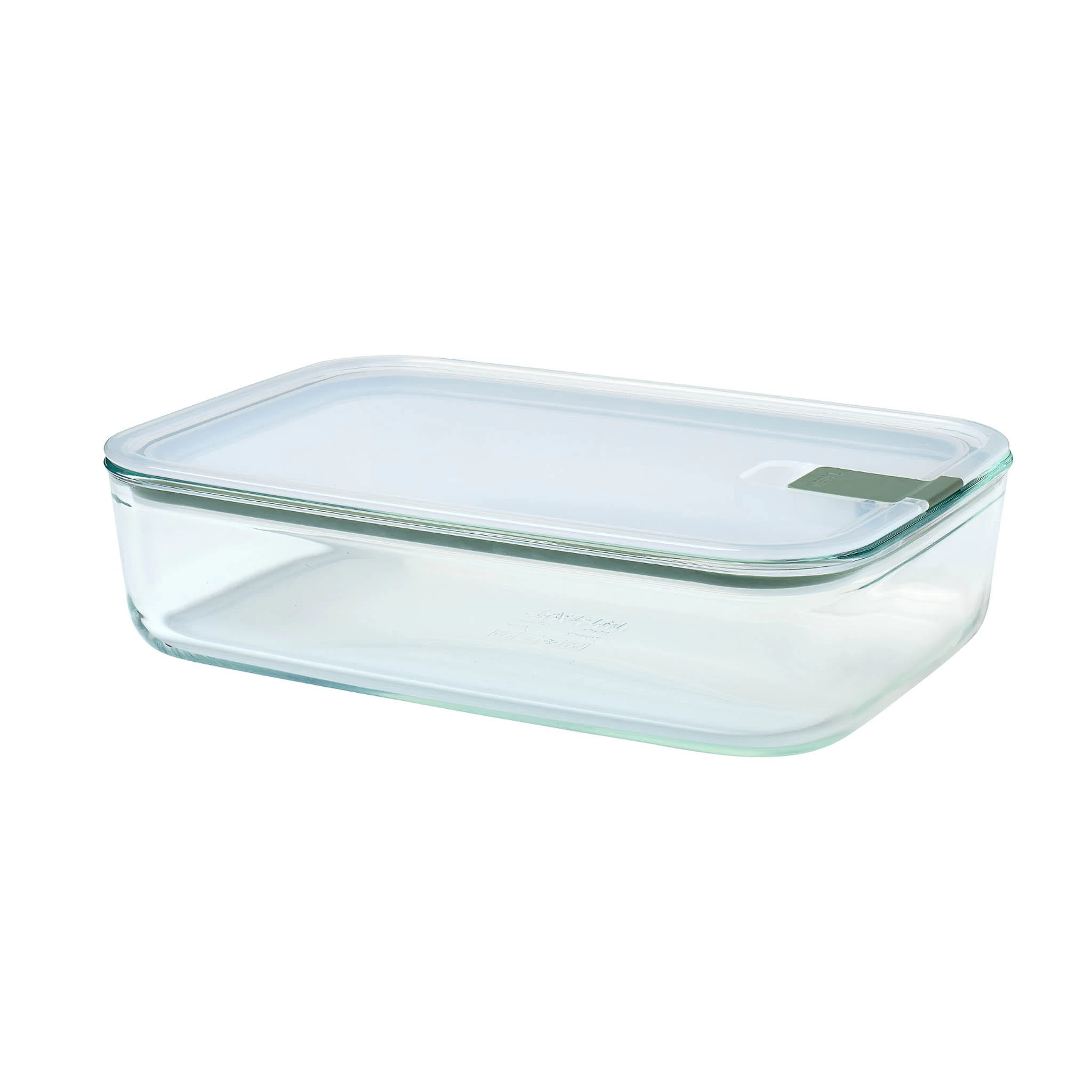 Mepal Easyclip Glass Food Storage Box, 2250ml, Nordic Sage 1 Mepal Easyclip Glass Food Storage Box, 2250ml, Nordic Sage