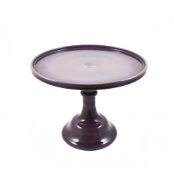 Mosser Glass Aubergine Milk Glass Cake Stand 10"