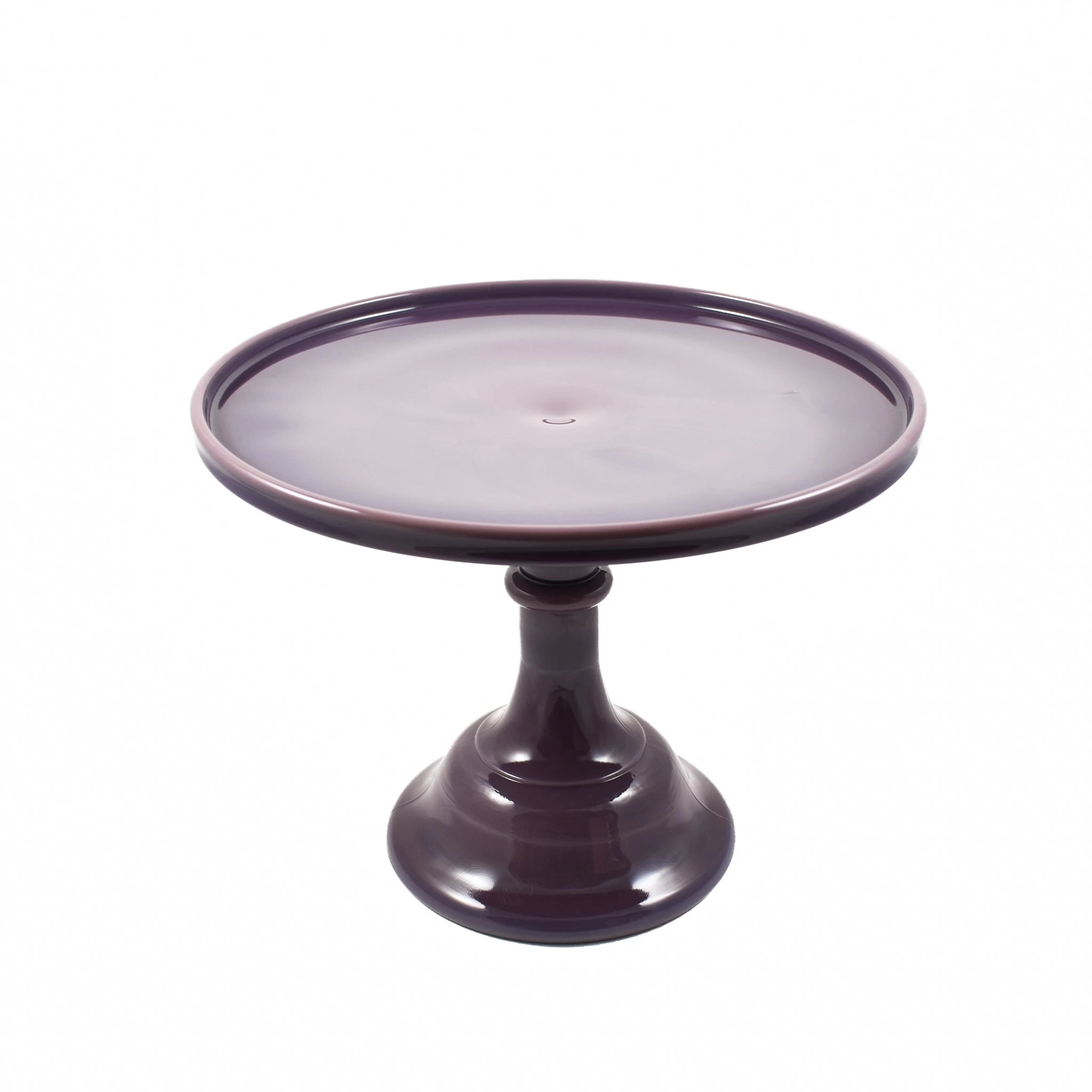 Mosser Glass Aubergine Milk Glass Cake Stand 10" 1 Mosser Glass Aubergine Milk Glass Cake Stand 10"