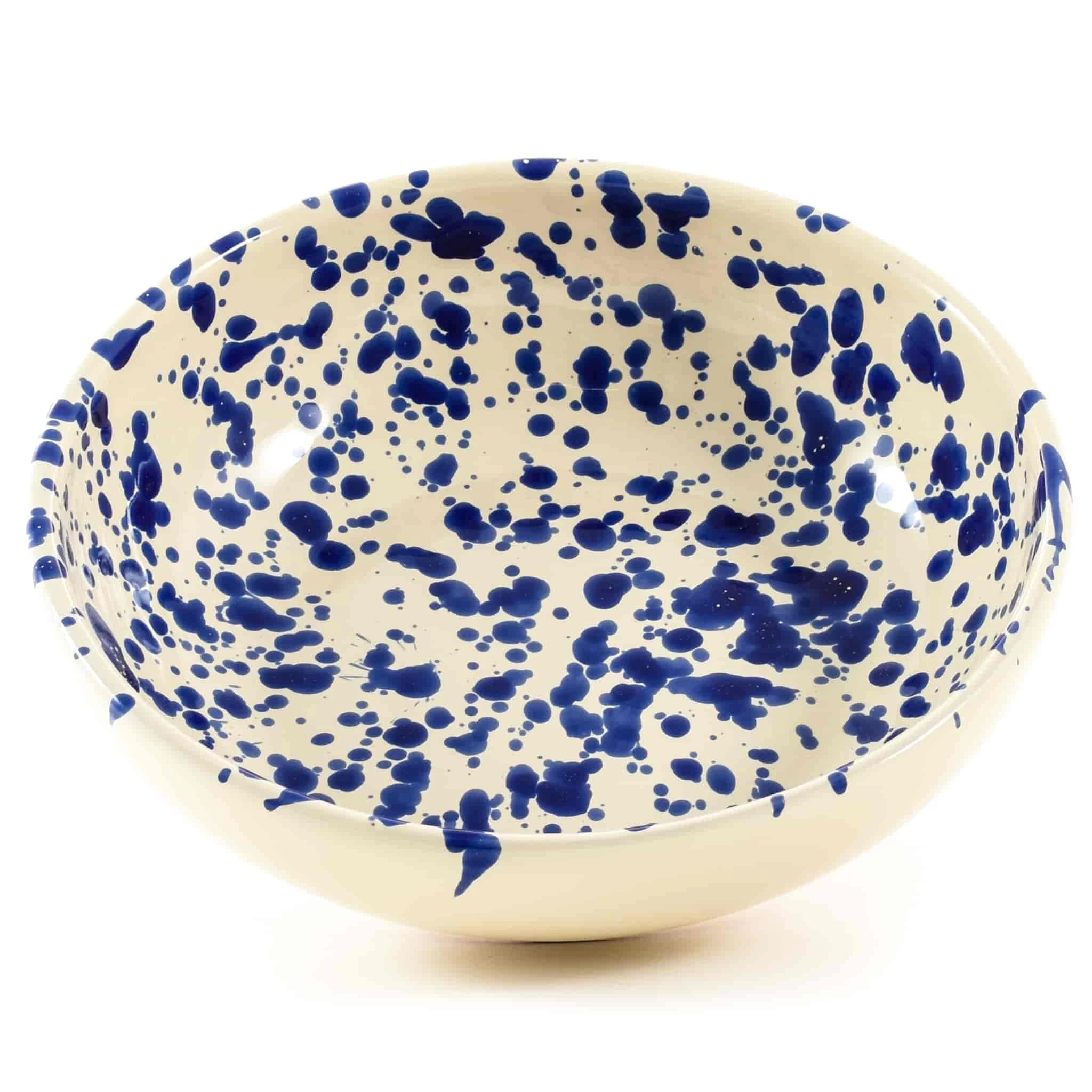 Puglia Blue Splatter Large Salad Bowl 28cm 2 Puglia Blue Splatter Large Salad Bowl 28cm - Image 2