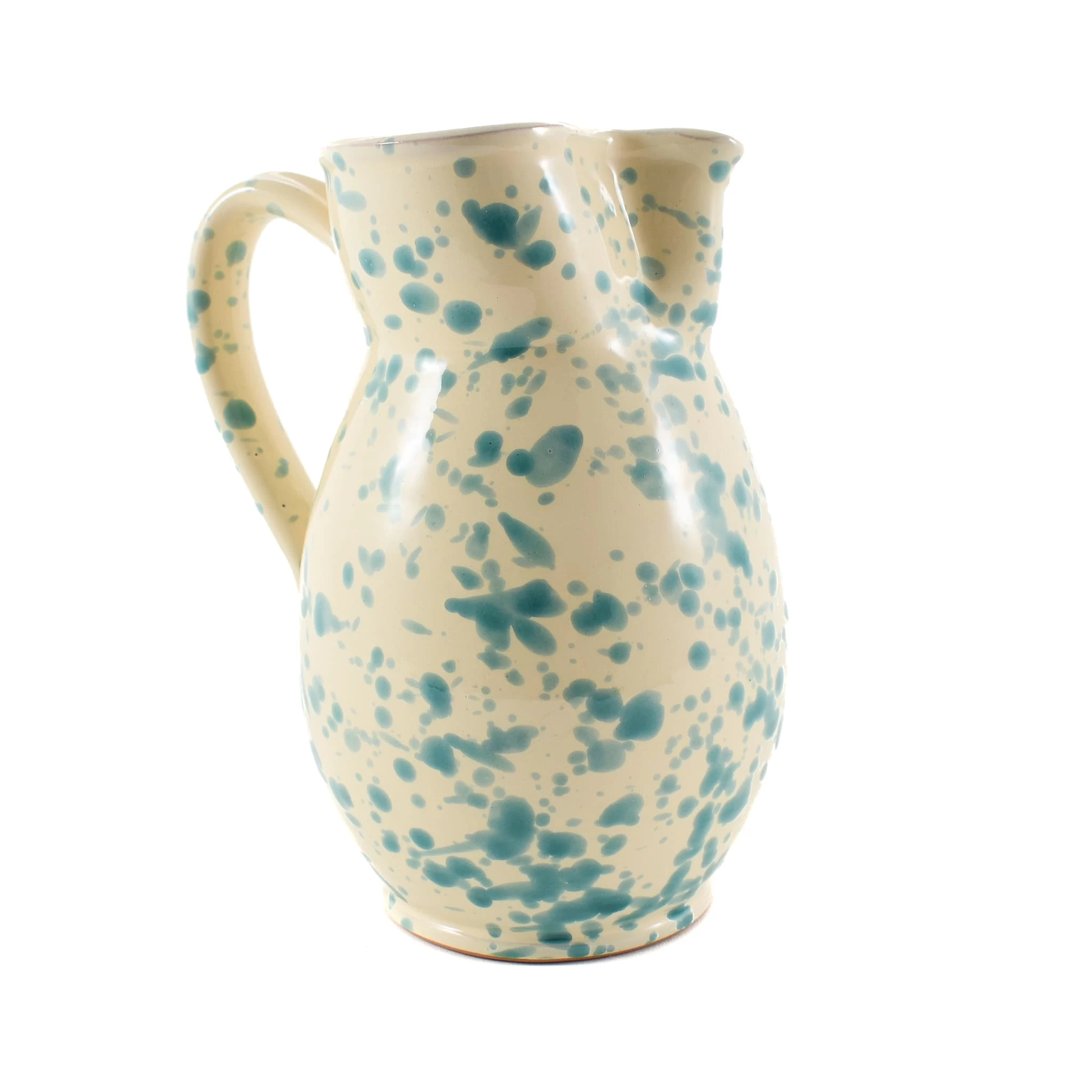 Puglia Aquamarine Splatter Ceramic Pitcher 1 Puglia Aquamarine Splatter Ceramic Pitcher