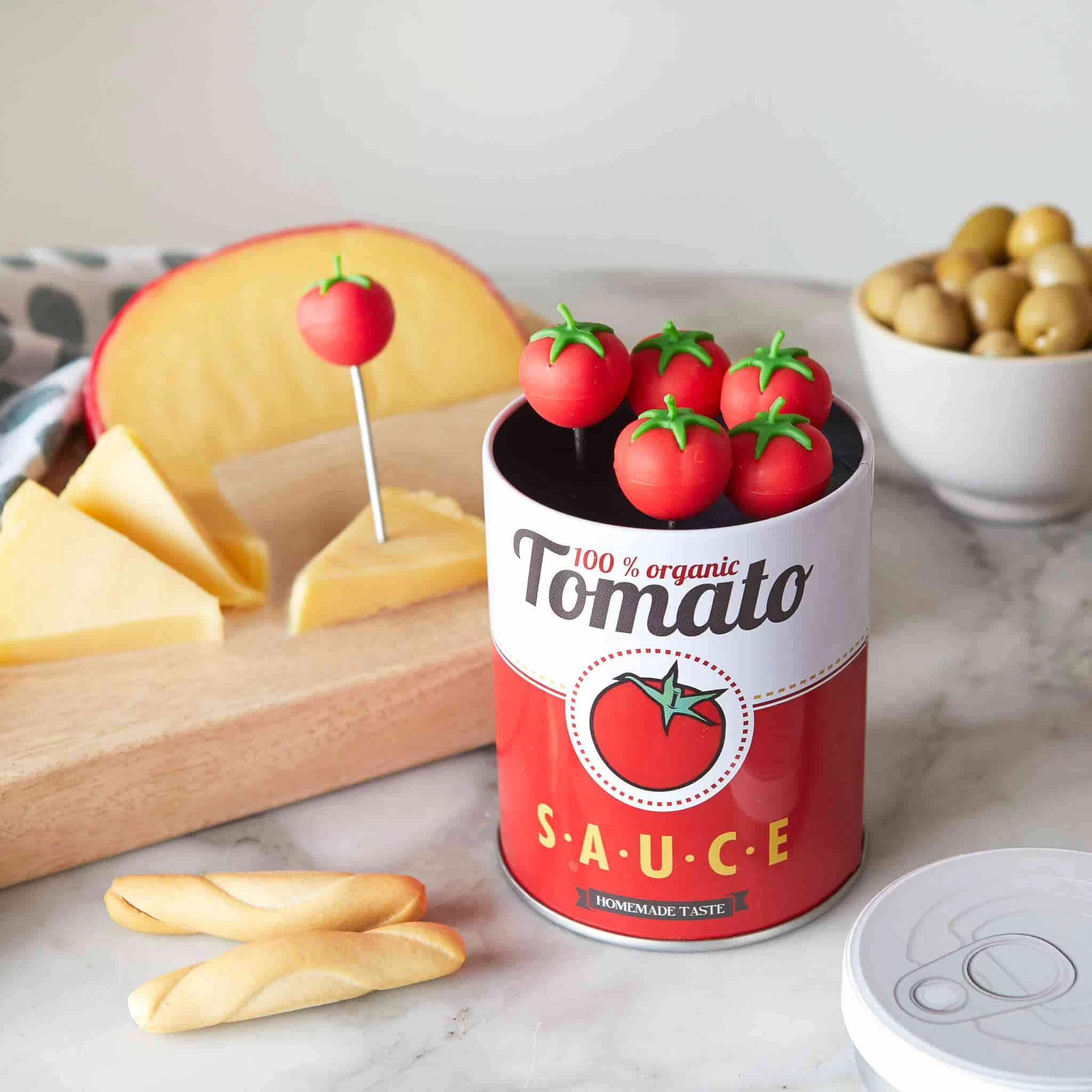 Balvi Set Of 6 Tomato Cocktail Sticks In A Tin 2 Balvi Set Of 6 Tomato Cocktail Sticks In A Tin - Image 2