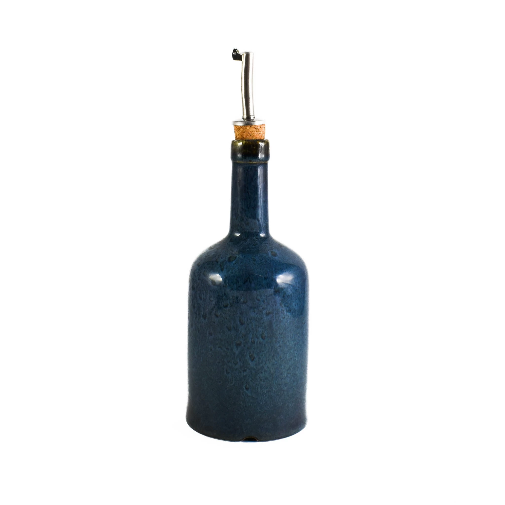 Blue Glaze Oil Bottle With Pourer 600ml 1 Blue Glaze Oil Bottle With Pourer 600ml