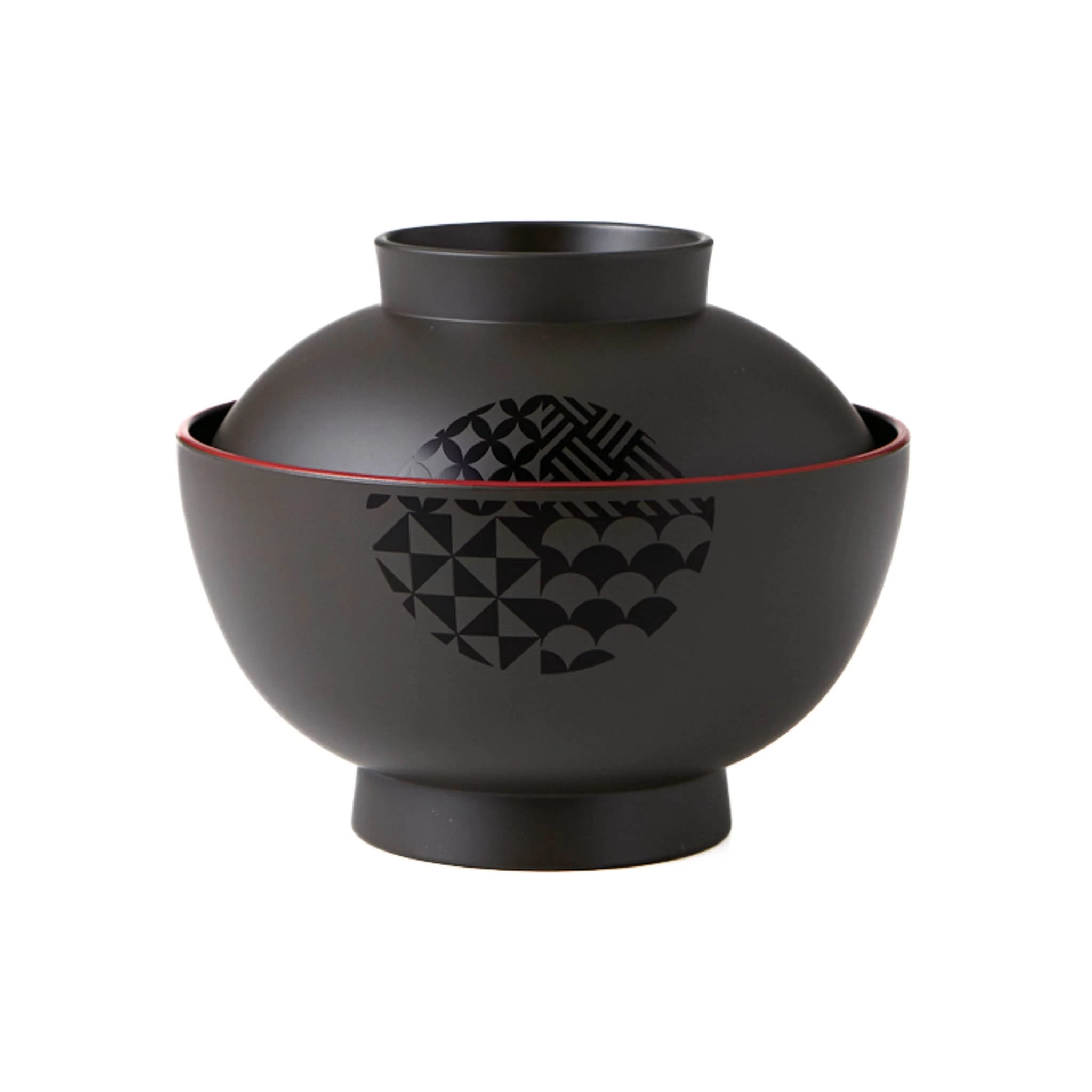 Takenaka Fukue Black Soup Bowl With Lid, 12.5cm 1 Takenaka Fukue Black Soup Bowl With Lid, 12.5cm