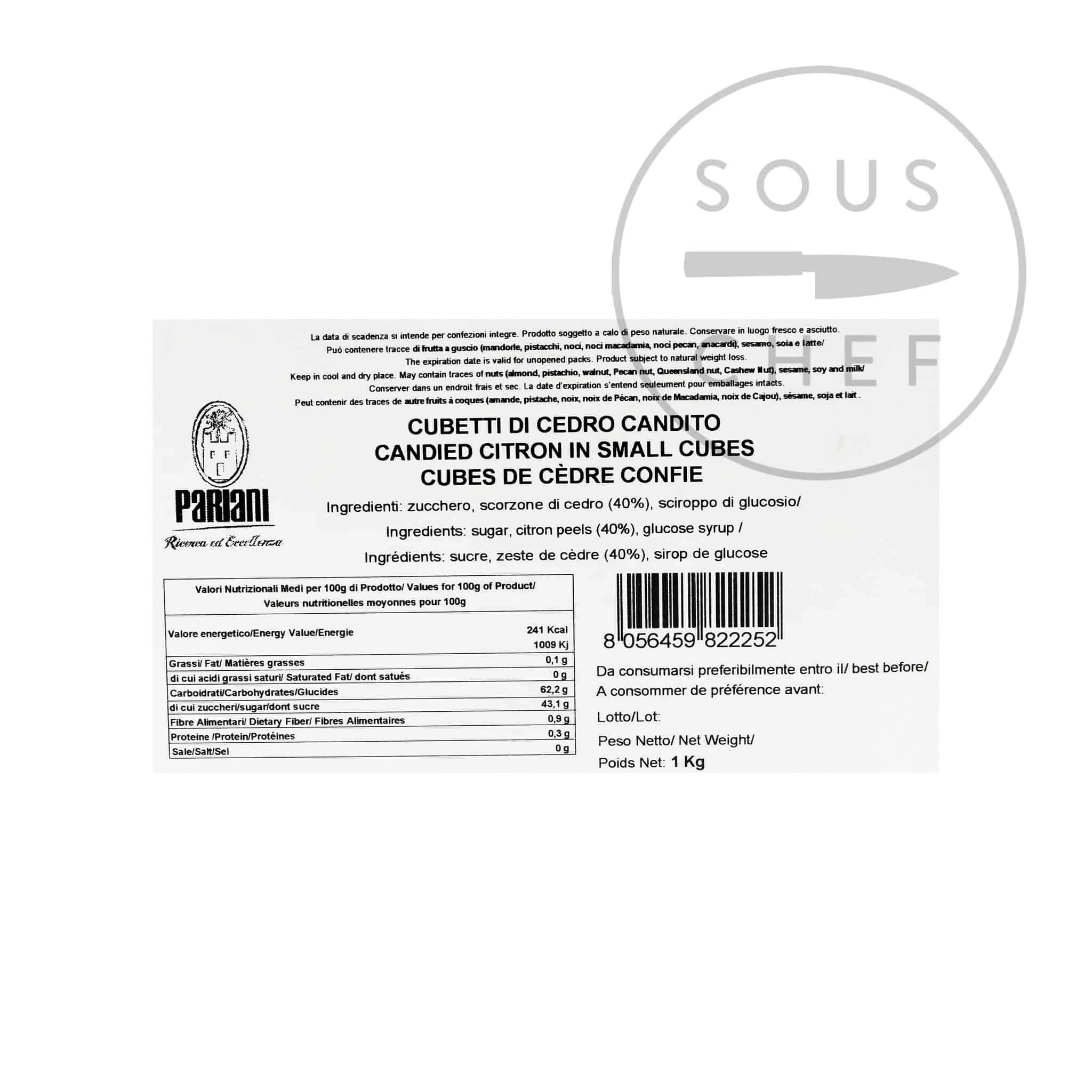 Pariani Candied Cedro Citron In Small Cubes 1kg 3 Pariani Candied Cedro Citron In Small Cubes 1kg - Image 3