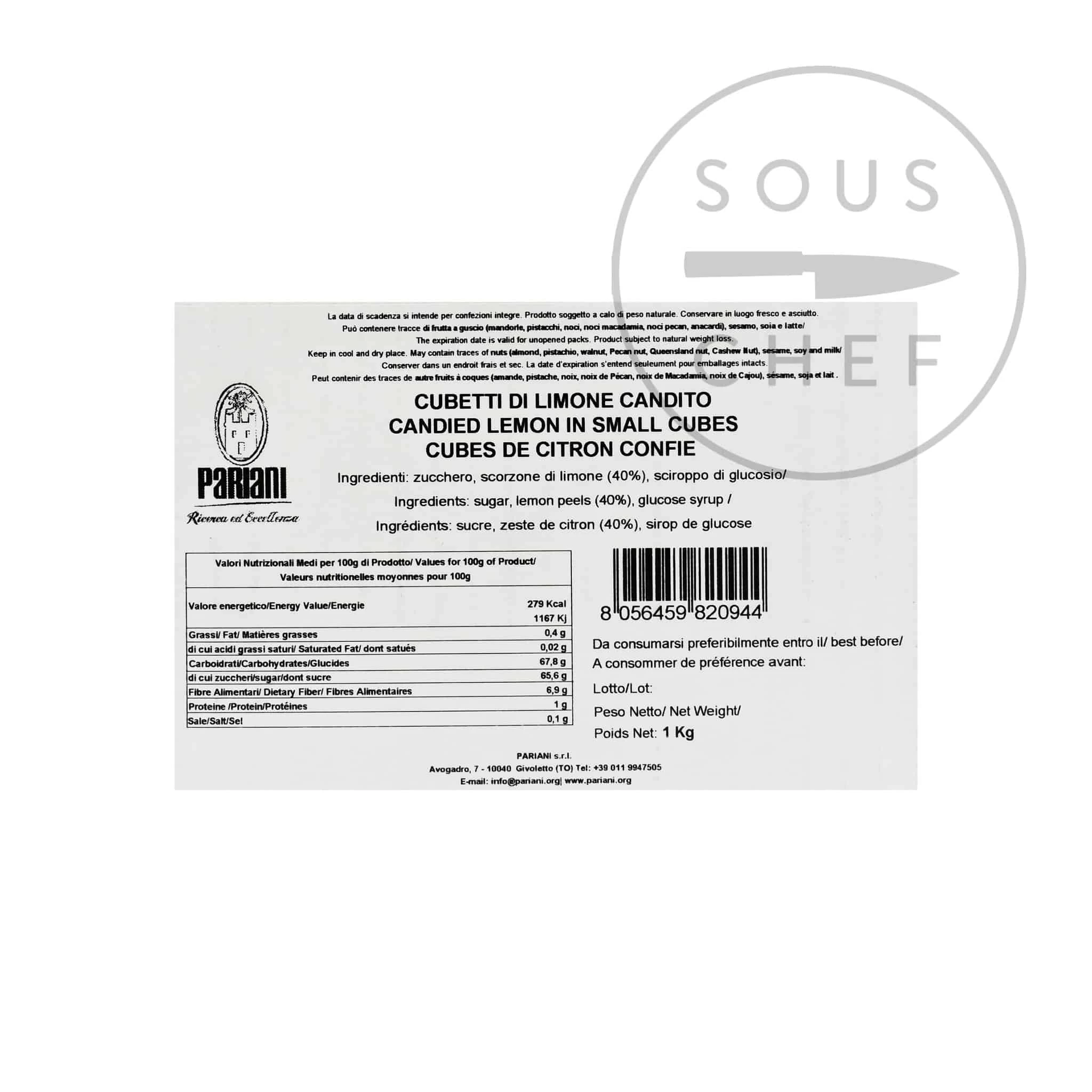 Pariani Candied Lemon In Small Cubes, 1kg 3 Pariani Candied Lemon In Small Cubes, 1kg - Image 3