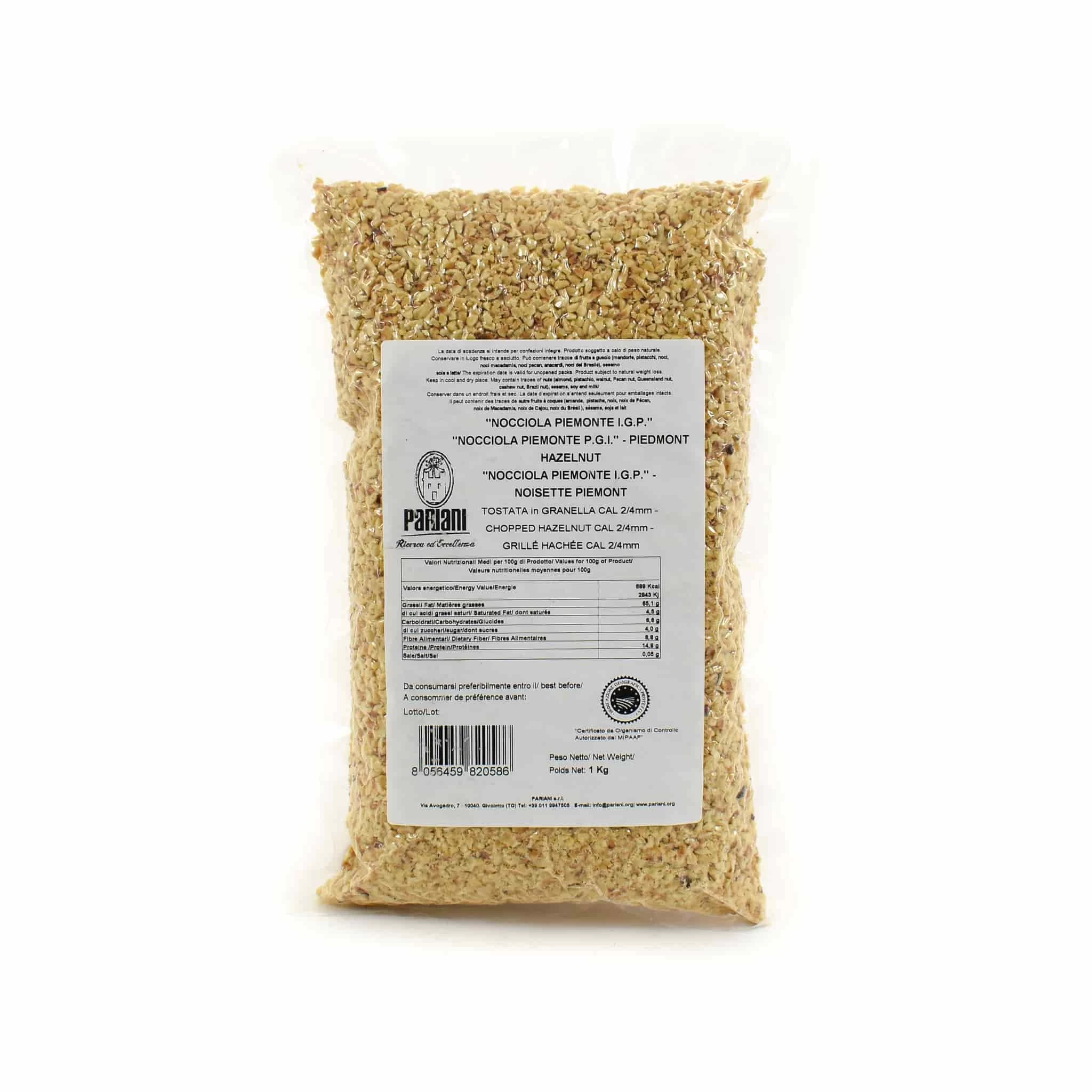 Pariani Chopped Roasted "Nocciola Piemonte PGI" Hazelnut 1kg 1 Pariani Chopped Roasted "Nocciola Piemonte PGI" Hazelnut 1kg