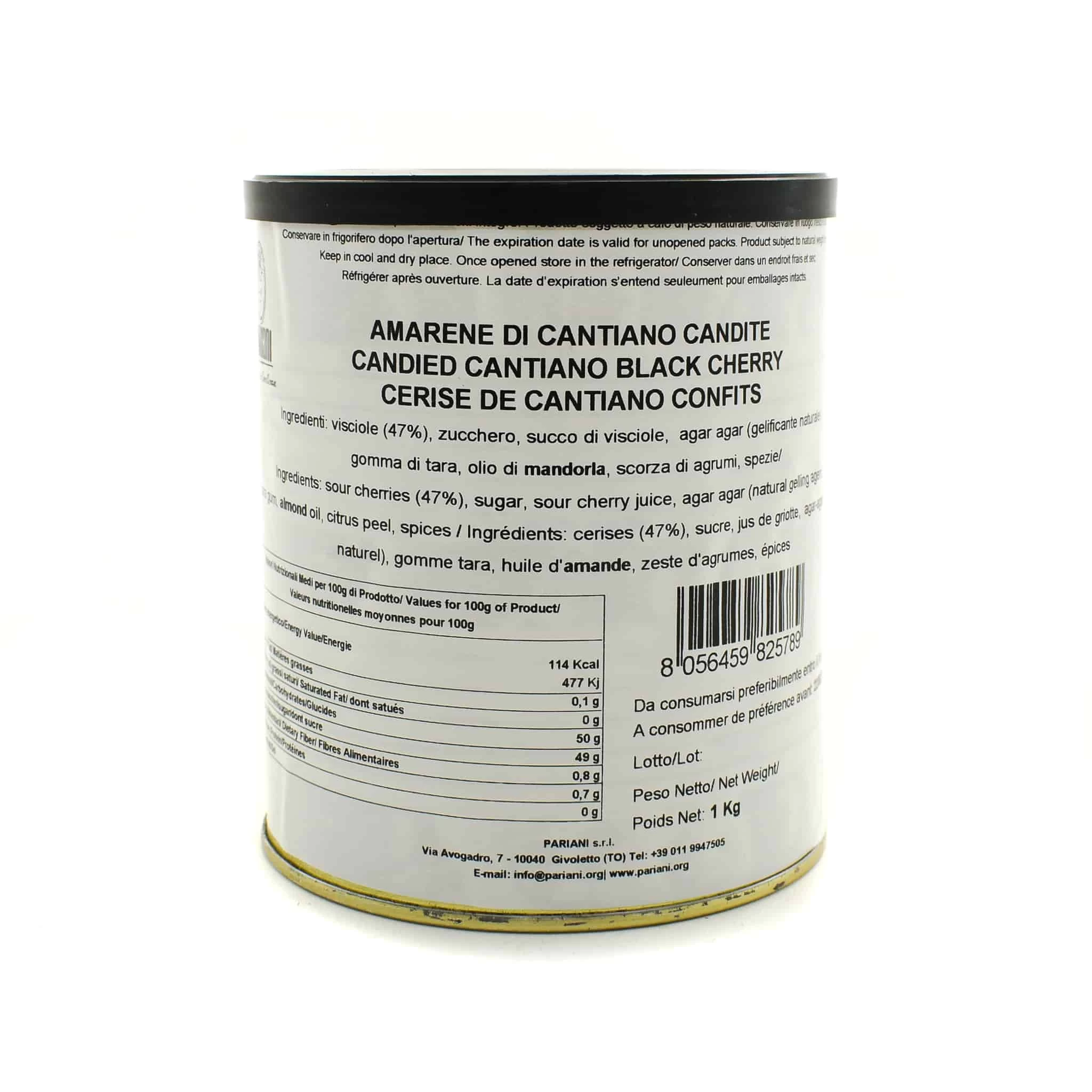 Pariani Cantiano Amarena Candied Black Cherry 1kg 1 Pariani Cantiano Amarena Candied Black Cherry 1kg