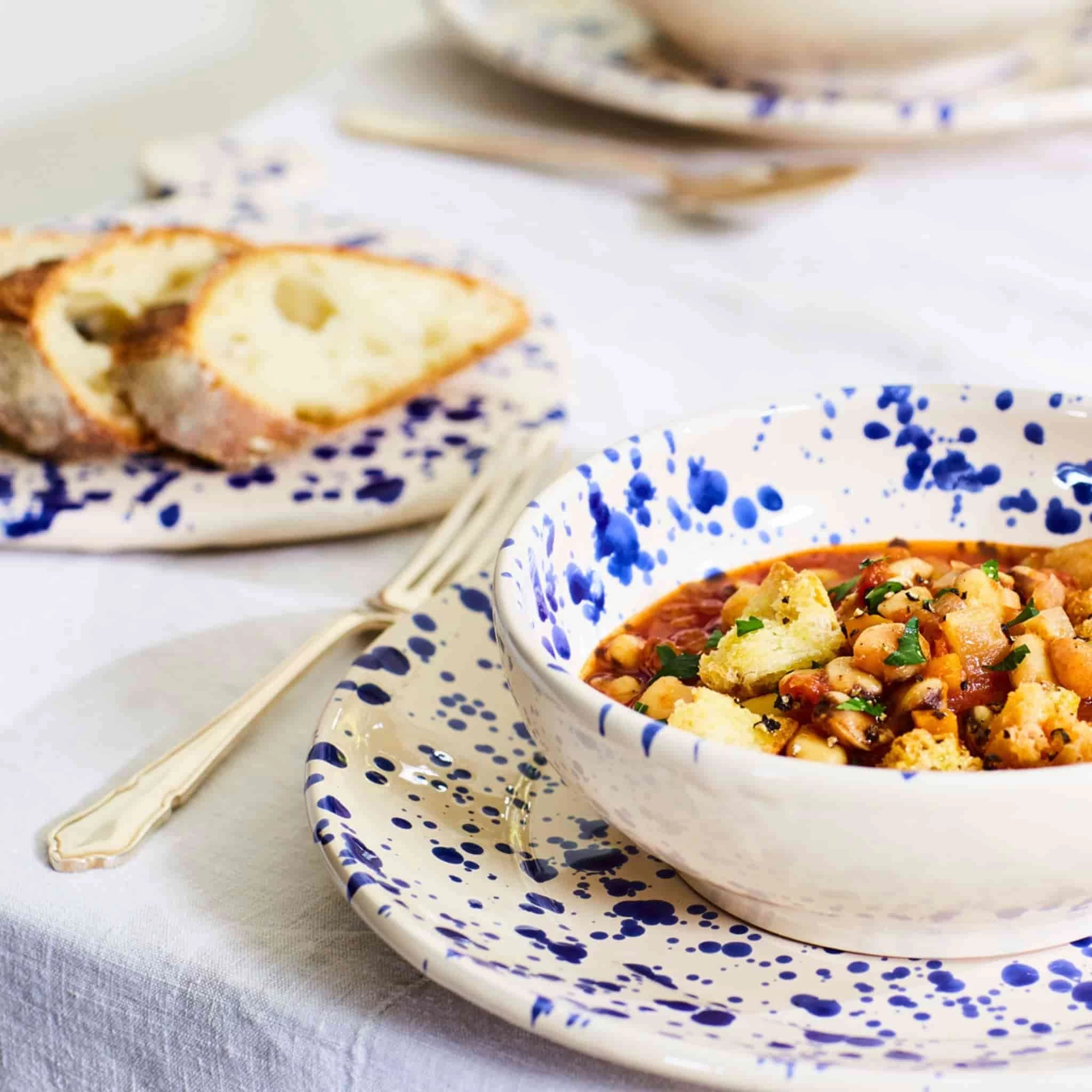 Puglia Blue Splatter Large Salad Bowl 28cm 5 Puglia Blue Splatter Large Salad Bowl 28cm - Image 5