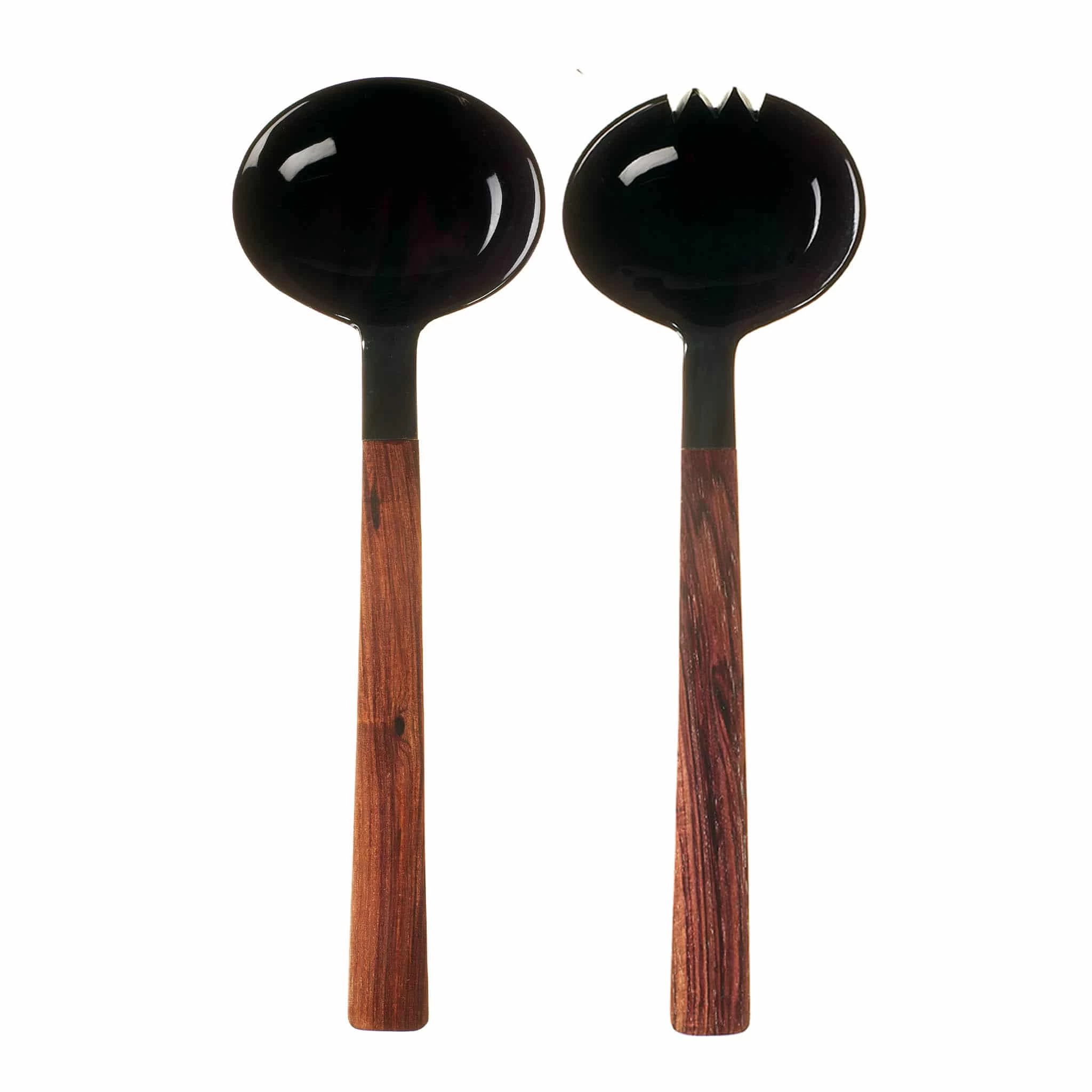 Sarah Petherick Black Horn And Wood Salad Servers Set 1 Sarah Petherick Black Horn And Wood Salad Servers Set
