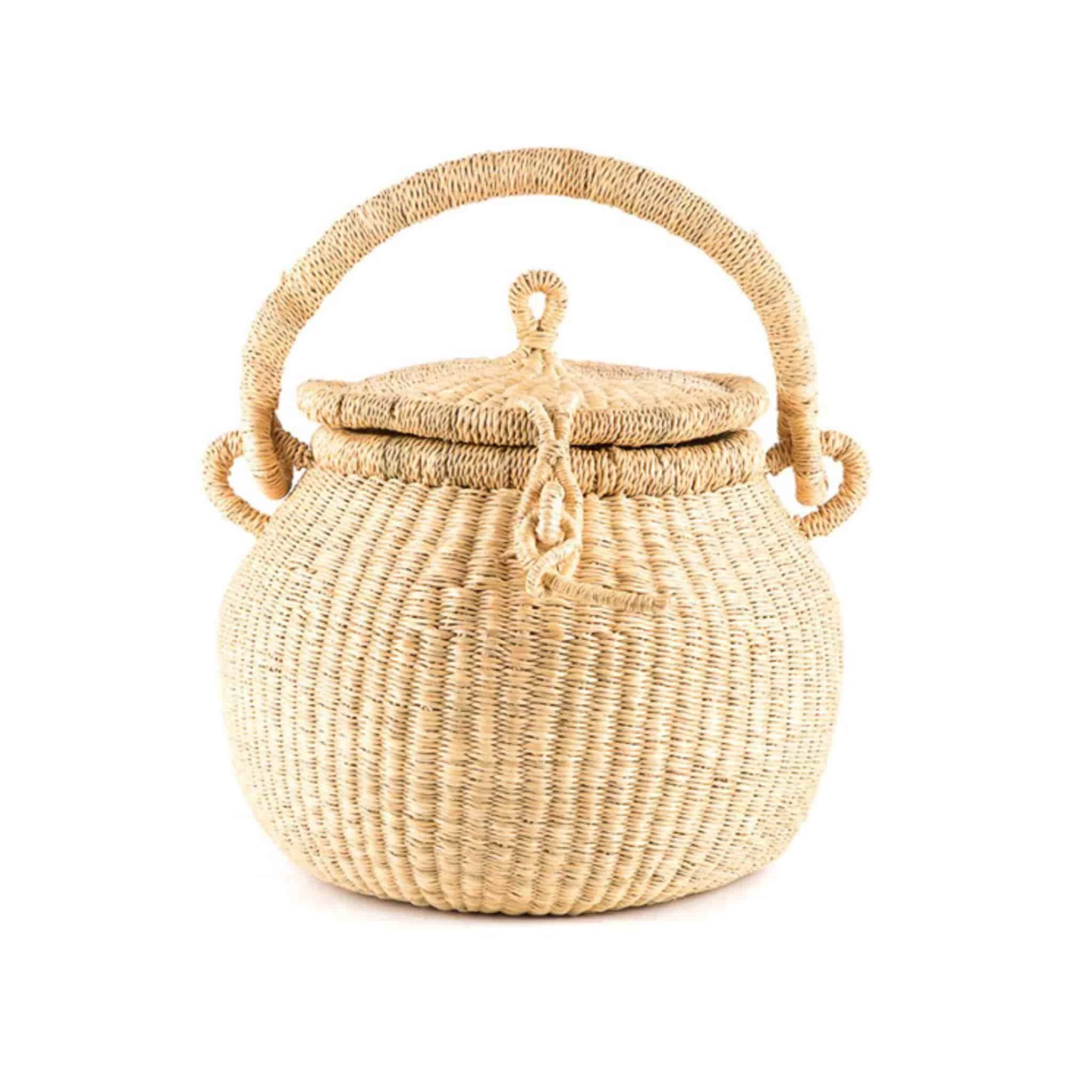 The Basket Room Round Lidded Bolga Basket 1 The Basket Room Round Lidded Bolga Basket