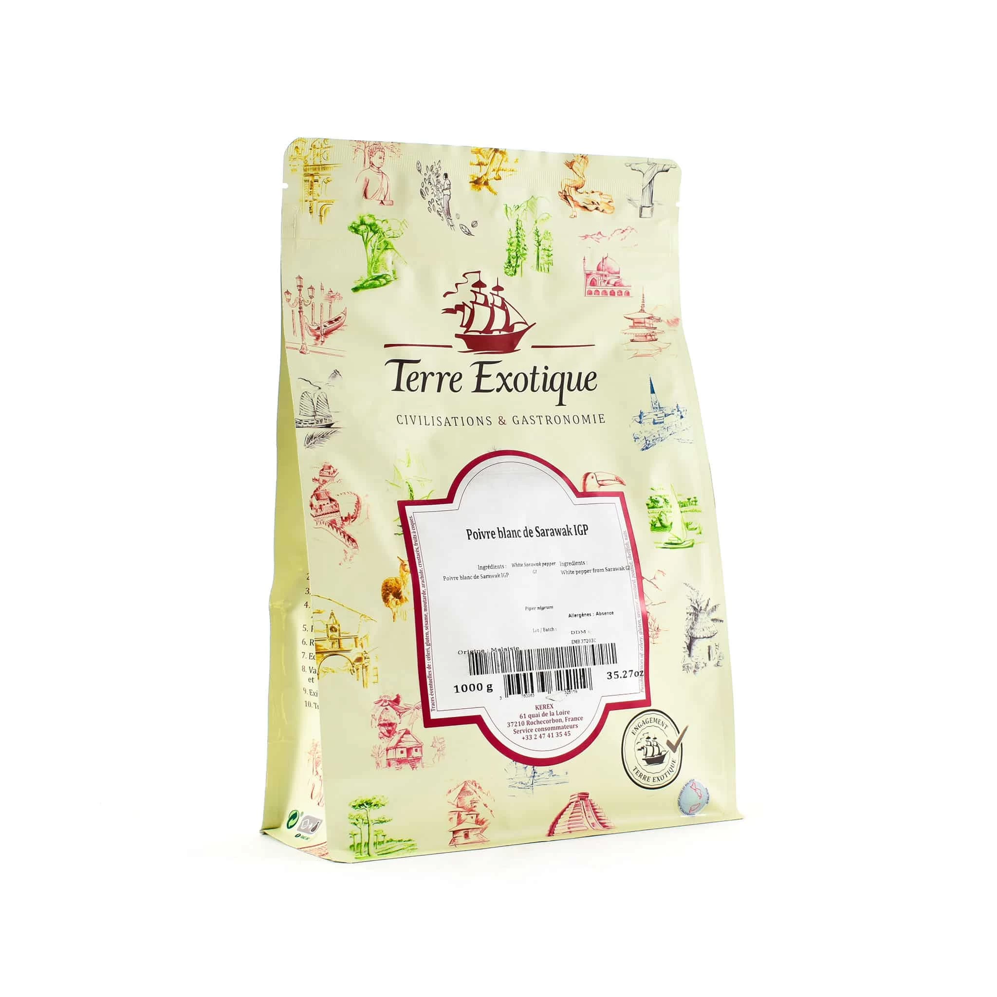 Terre Exotique White Sarawak Pepper IGP 1kg 1 Terre Exotique White Sarawak Pepper IGP 1kg
