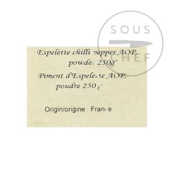 Terre Exotique Espelette Chili Pepper DOP 250g 5 Terre Exotique Espelette Chili Pepper DOP 250g -Sous Chef Kitchenware TE1223 TerreExotiqueEspeletteChiliPepperDOP250g BoP