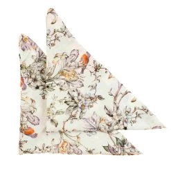 Linen Tales Set Of 2 Bird Print Linen Napkins