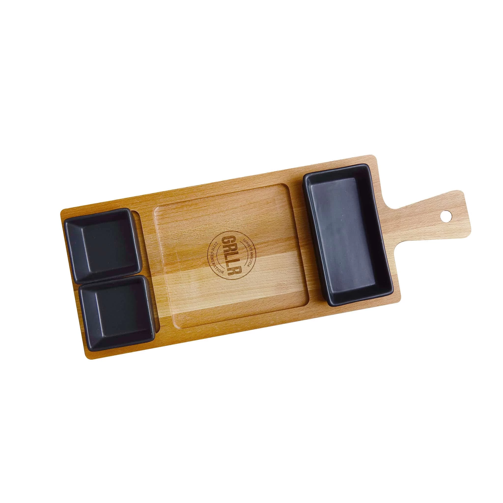 Grllr Pure Wood Small Get Together Tray With Dishes 1 Grllr Pure Wood Small Get Together Tray With Dishes