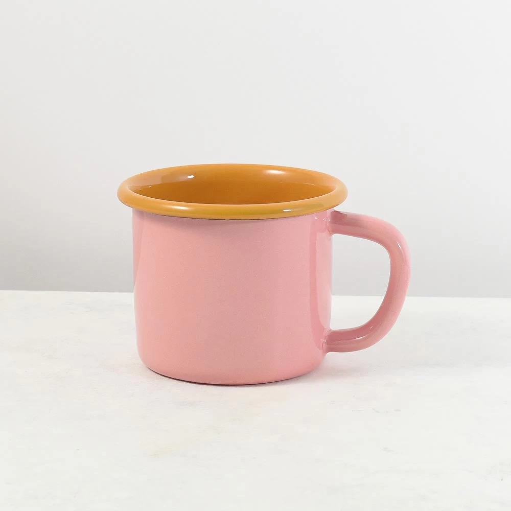 Kapka X Sous Chef Colourblock Enamel Mug, Pink & Yellow 1 Kapka X Sous Chef Colourblock Enamel Mug, Pink & Yellow