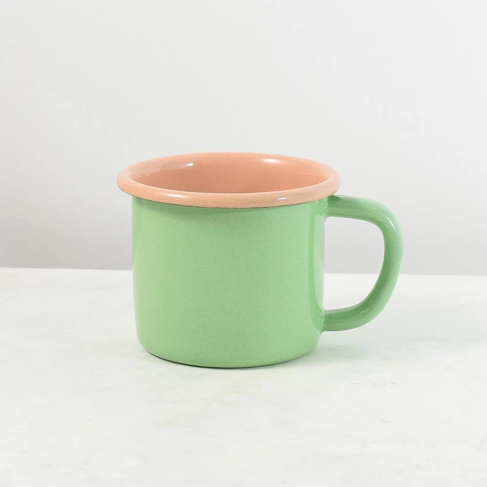 Kapka X Sous Chef Colourblock Enamel Mug, Green & Pink 1 Kapka X Sous Chef Colourblock Enamel Mug, Green & Pink