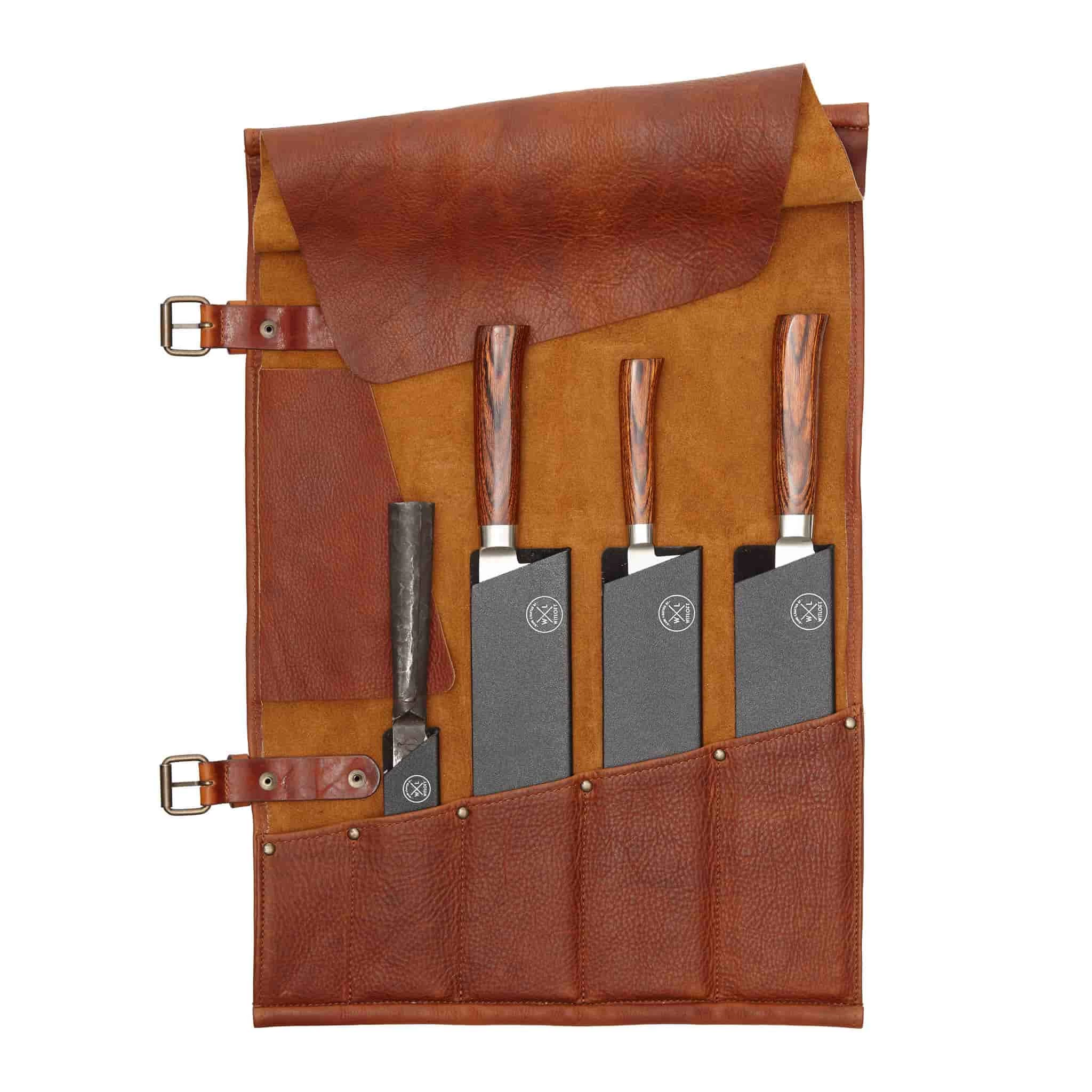 Witloft Leather 5-Pocket Knife Roll, Cognac 2 Witloft Leather 5-Pocket Knife Roll, Cognac - Image 2