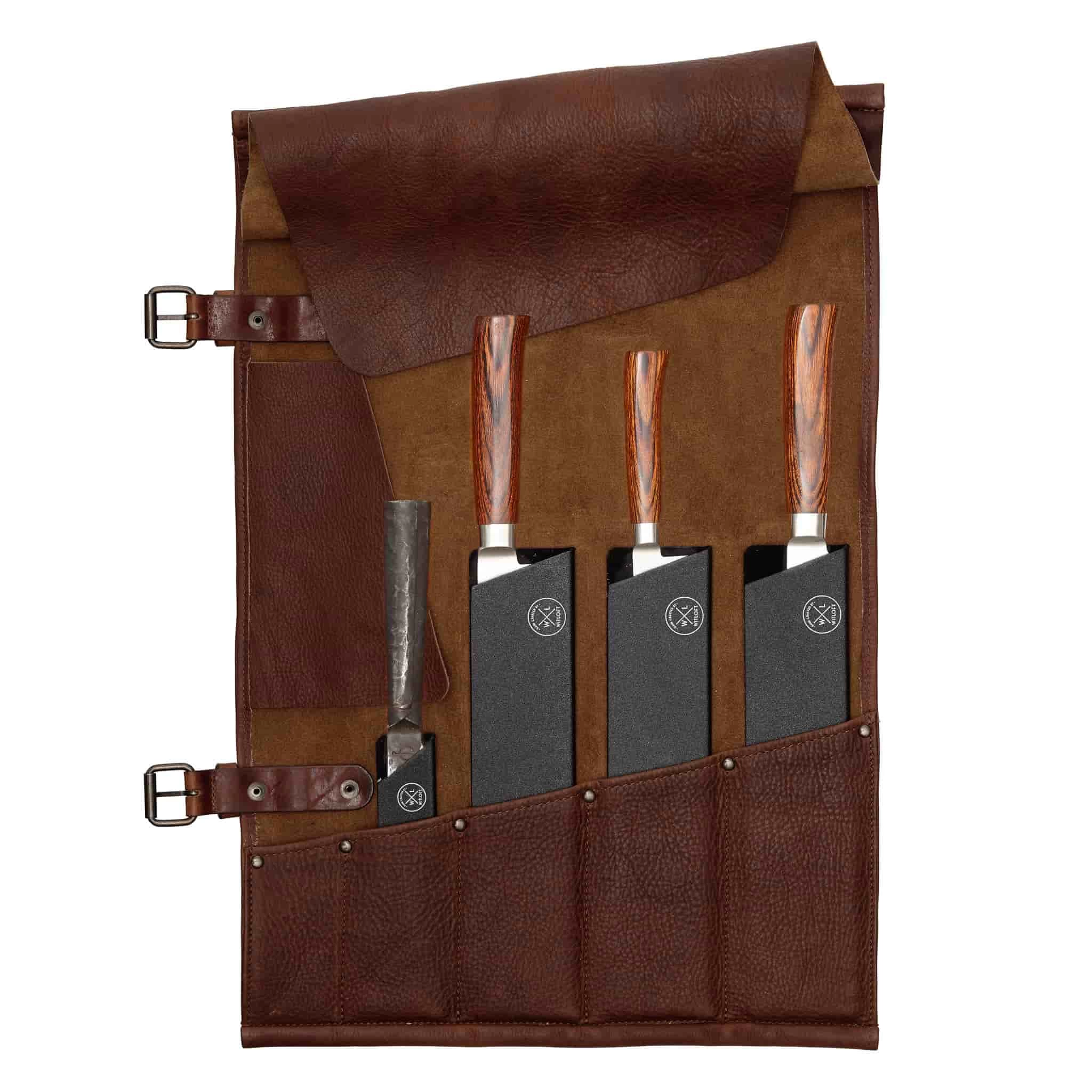 Witloft Leather 5-Pocket Knife Roll, Dark Brown 2 Witloft Leather 5-Pocket Knife Roll, Dark Brown - Image 2