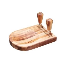 KitchenCraft Acacia Wood Hachoir Mezzaluna Set