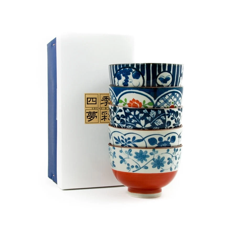 Traditional 5-Piece Japanese Rice Bowl Set 1 Traditional 5-Piece Japanese Rice Bowl Set